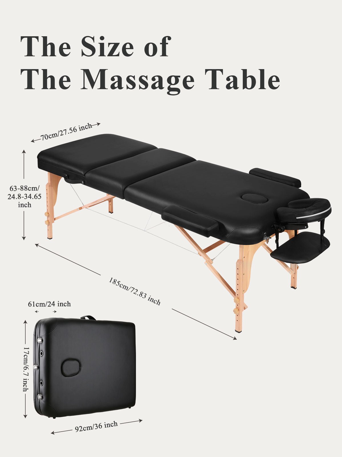 Naipo MGBC - 302 Three - fold portable Massage Table with Wooden Feet - NAIPO