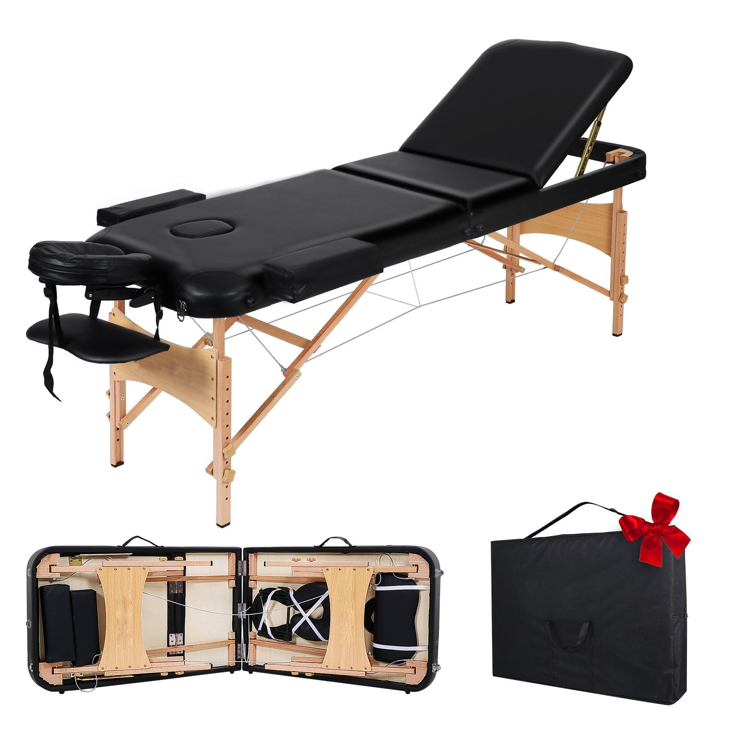 Naipo MGBC - 302 Three - fold portable Massage Table with Wooden Feet - NAIPO