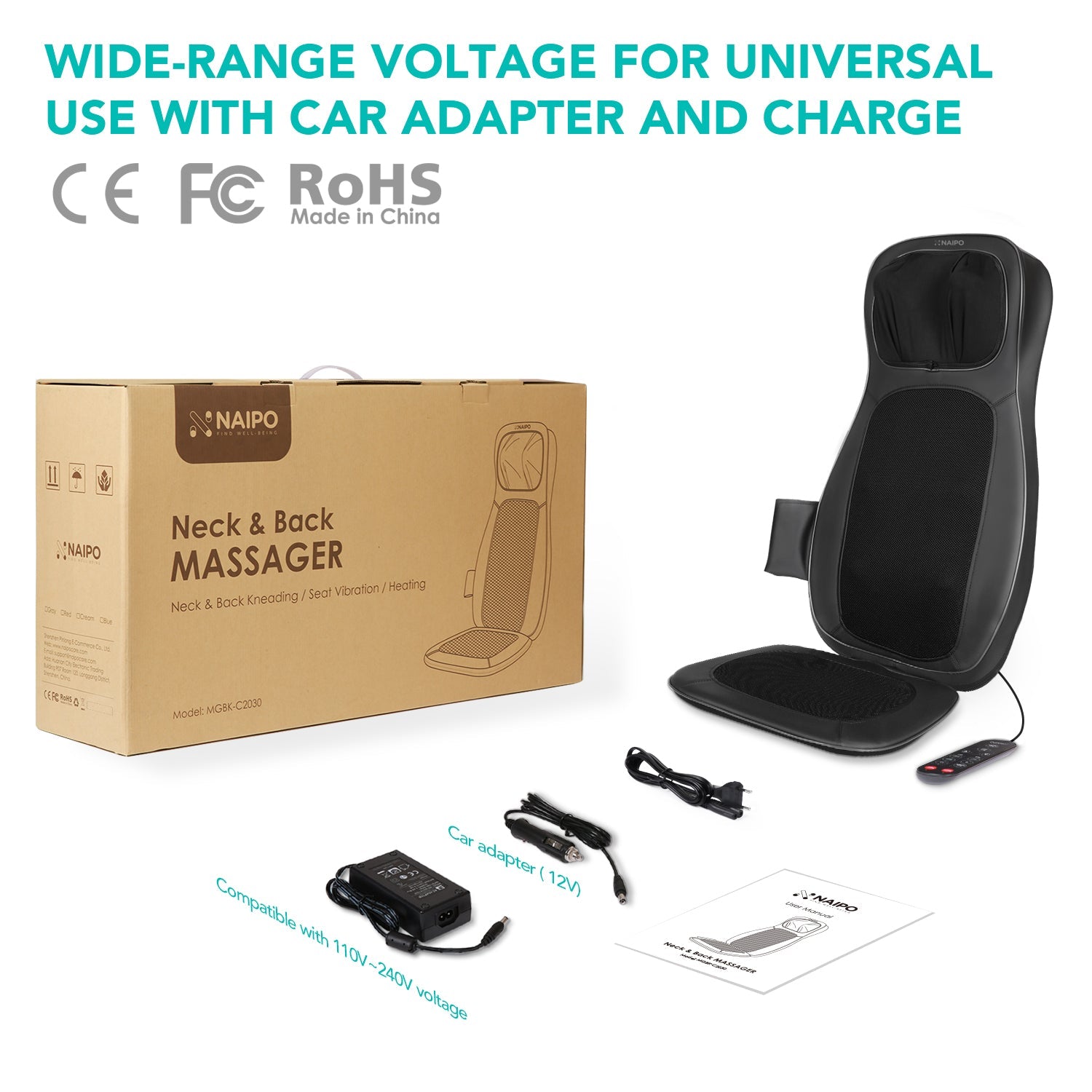 Naipo MGBK - C2030 Neck & Back Massager with Heat & Vibration - NAIPO