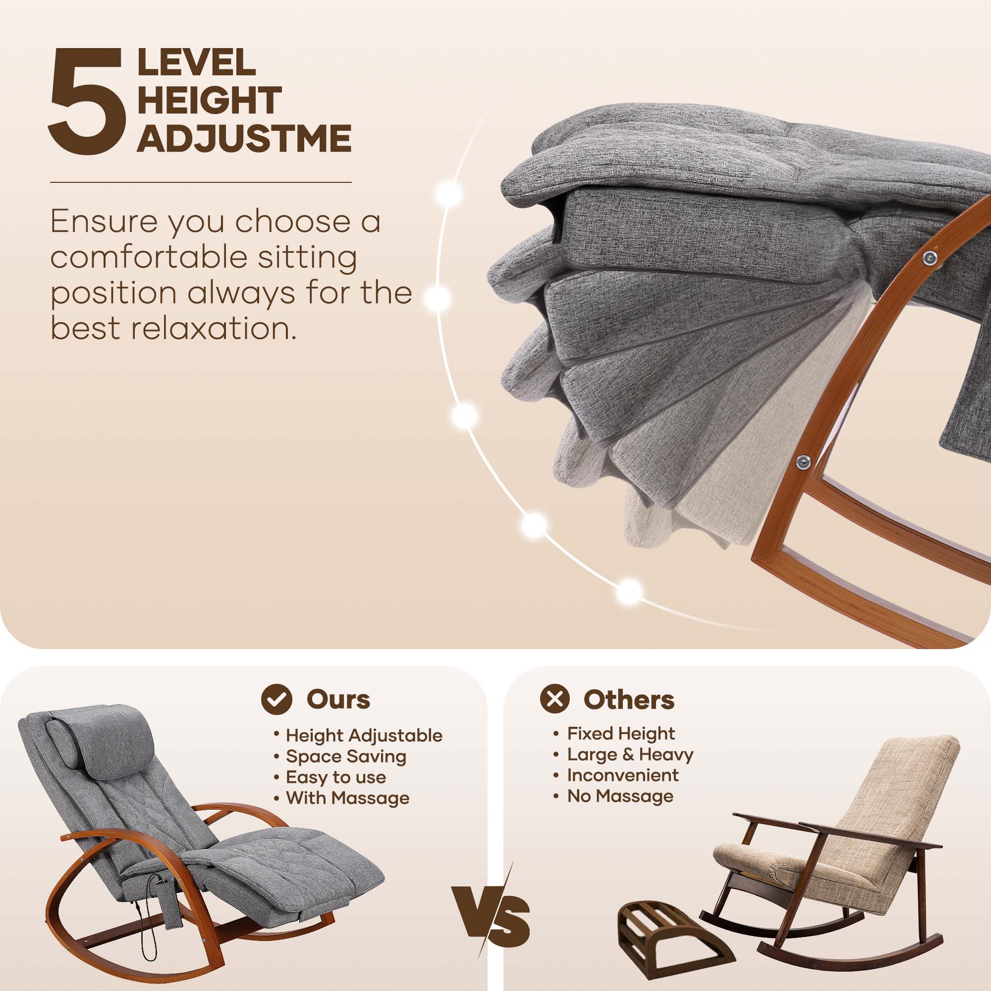 NAIPO MGC - 2300P Rocking Wooden Massage Chair - NAIPO