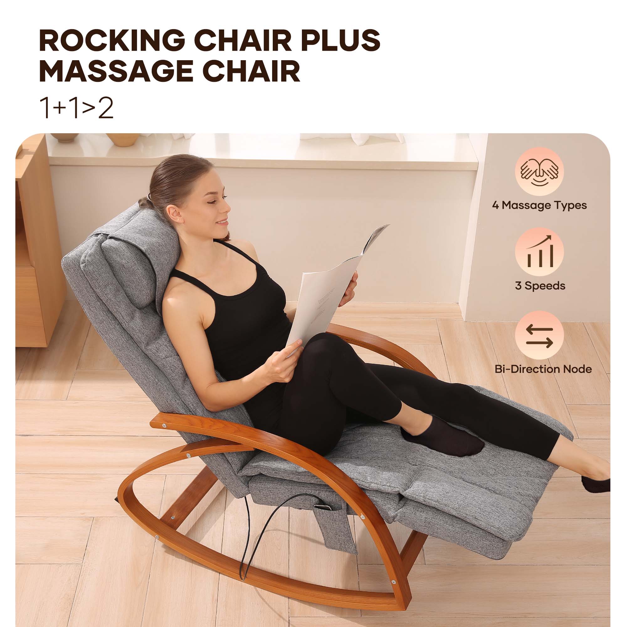 NAIPO MGC - 2300P Rocking Wooden Massage Chair - NAIPO