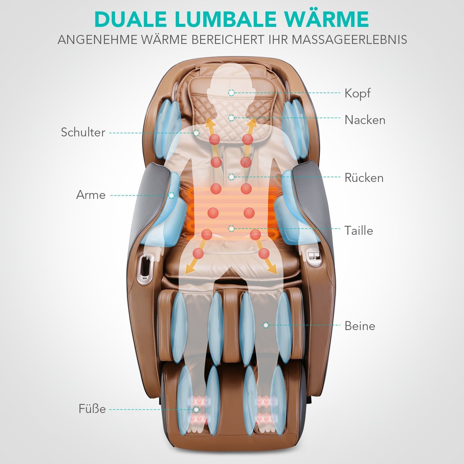 Naipo MGC - A350 Full Body Music Massage - BROWN - NAIPO