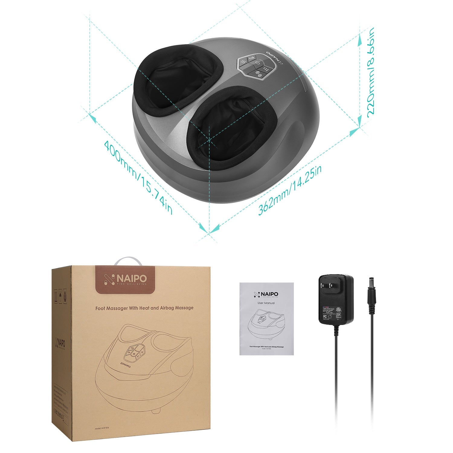 Naipo MGF - 836 Foot Massager with Heat and Airbag Massage - NAIPO