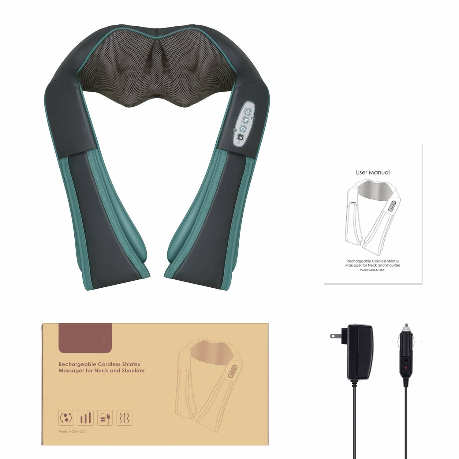 Naipo MGS - N12CS Cordless Shiatsu Neck & Shoulder Massager - NAIPO