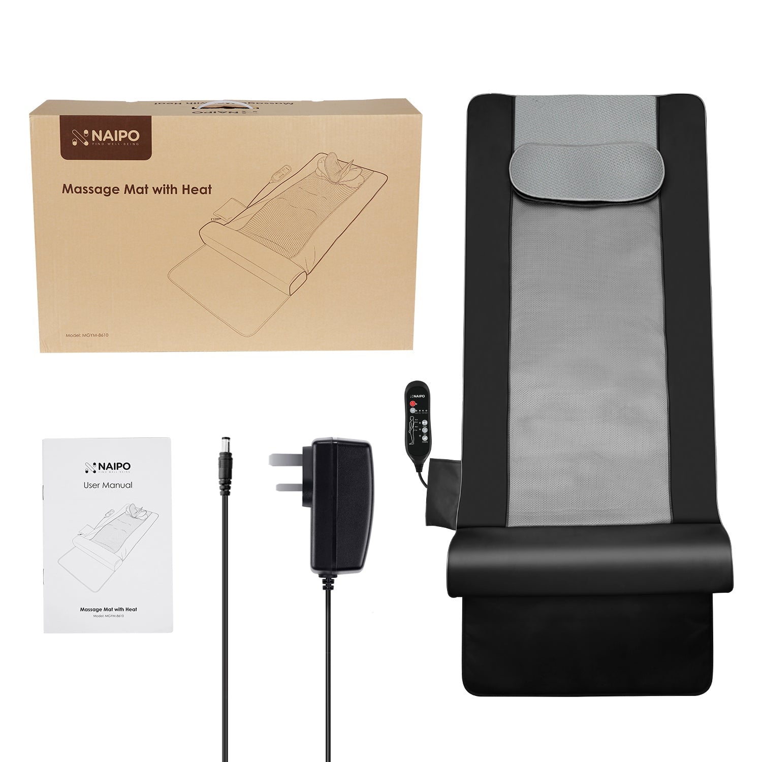 NAIPO MGYM - 8610 Portable Traction Air Yoga Mat with Waist Heated Massage - NAIPO