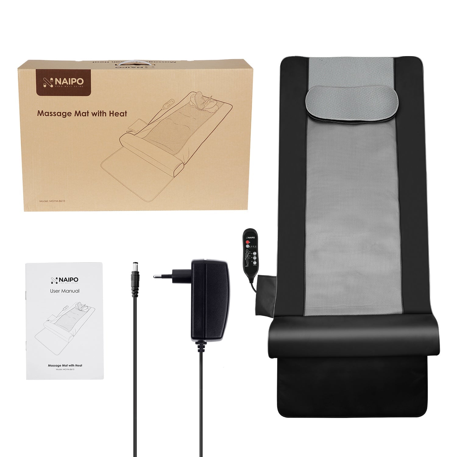 NAIPO MGYM - 8610 Portable Traction Air Yoga Mat with Waist Heated Massage - NAIPO