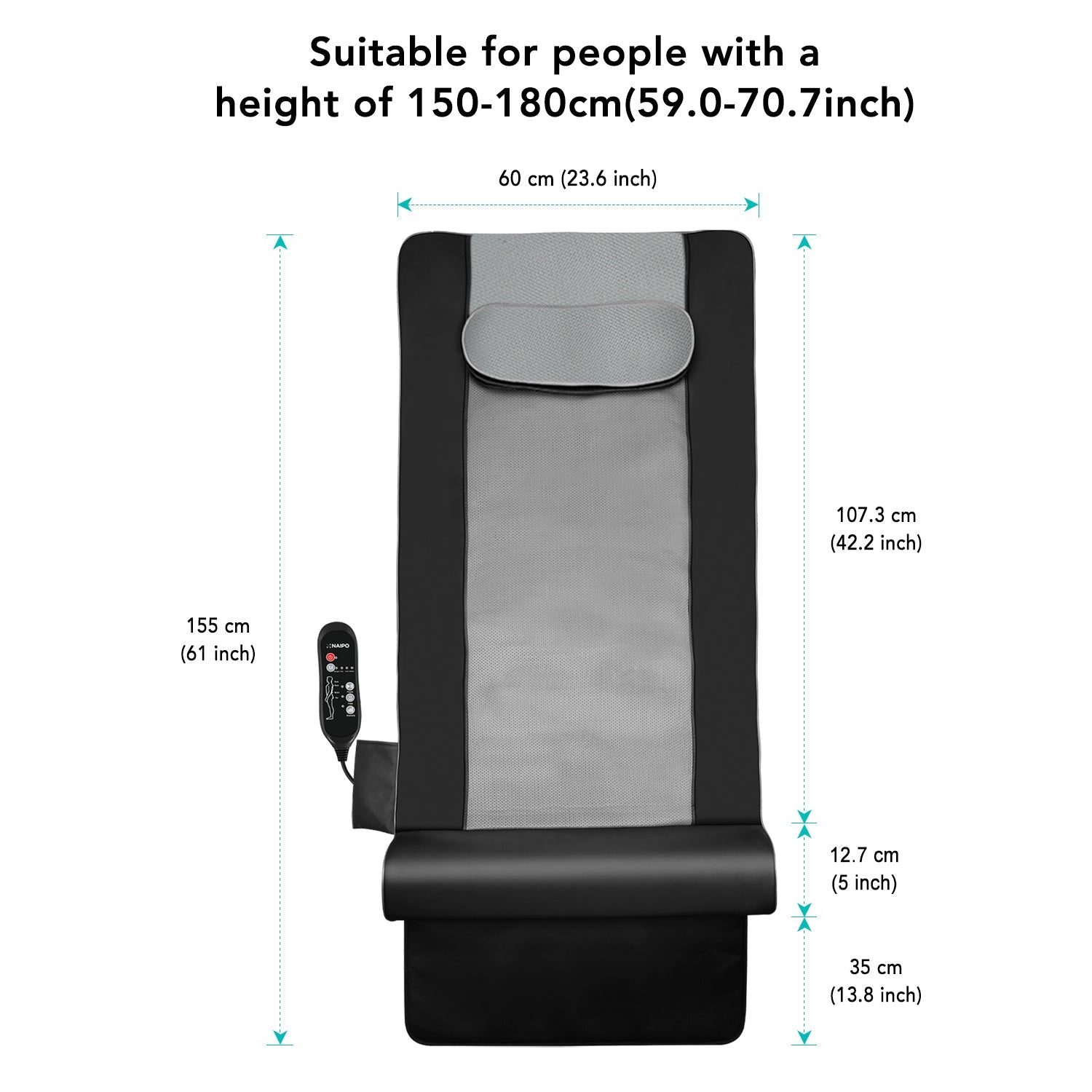 NAIPO MGYM - 8610 Portable Traction Air Yoga Mat with Waist Heated Massage - NAIPO