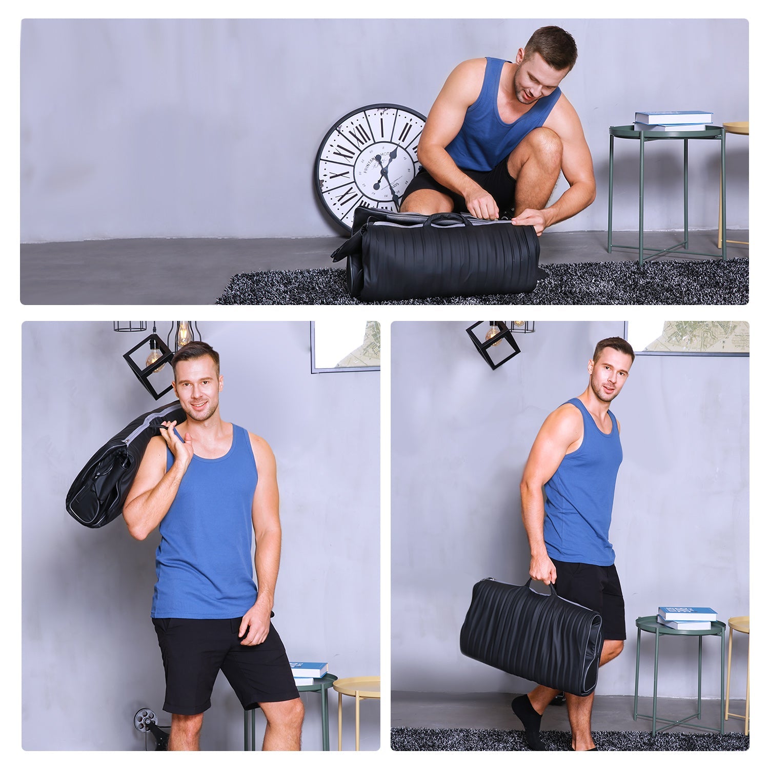 NAIPO MGYM - 8610 Portable Traction Air Yoga Mat with Waist Heated Massage - NAIPO