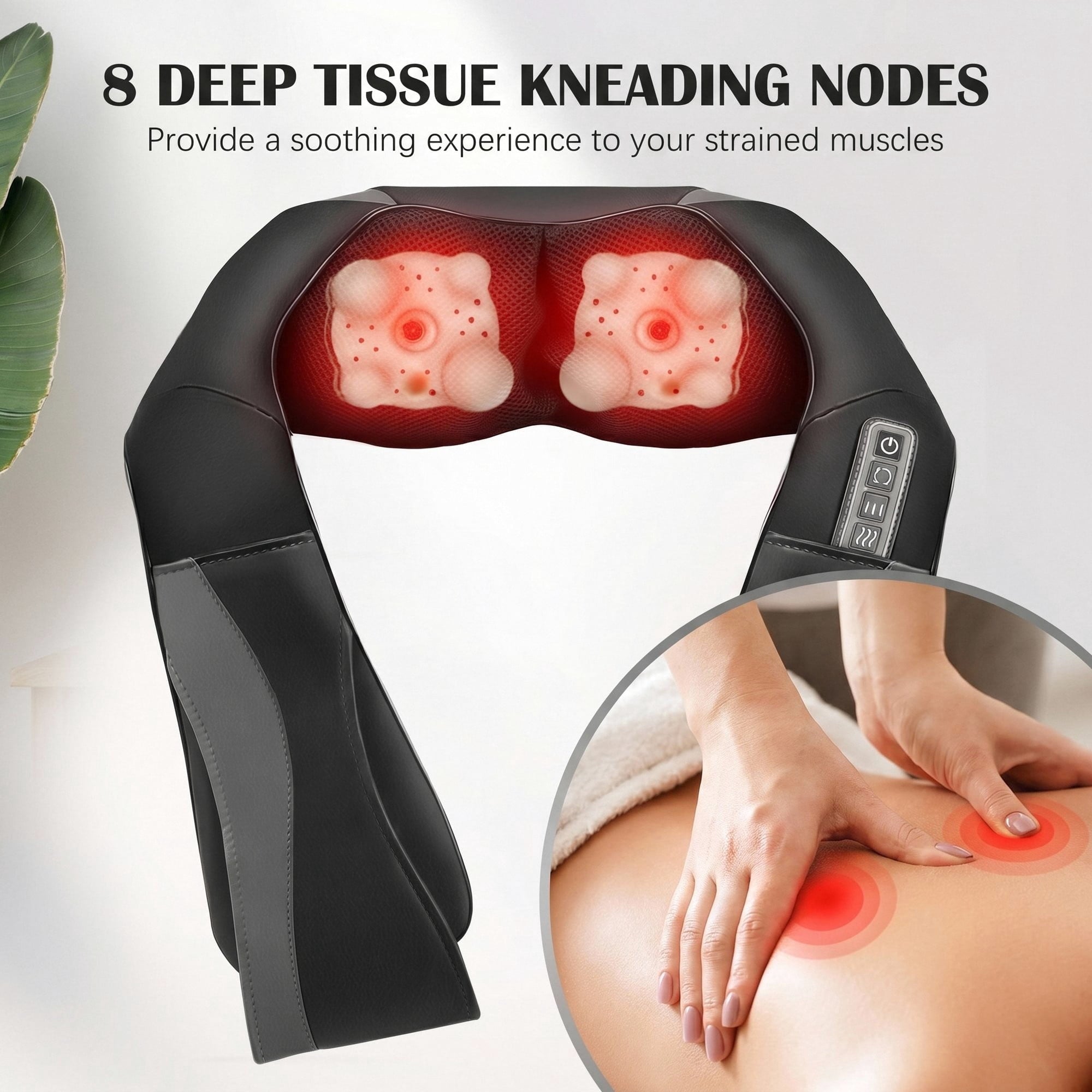 Naipo Neck and Back Massager, 3D Deep Kneading Shiatsu Shoulder Massager with Heat, Gifts for Men Women, Black - NAIPO
