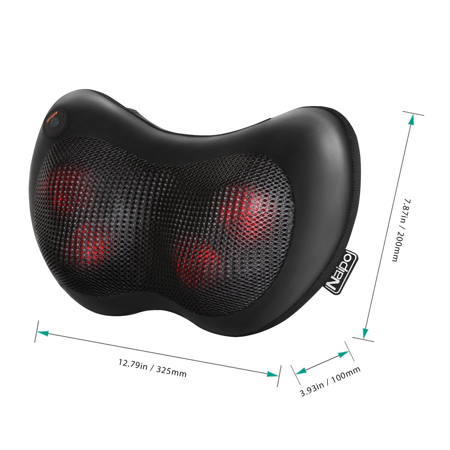 Naipo Neck & Back Massage Pillow with Heat Shiatsu Deep Kneading Massager - NAIPO