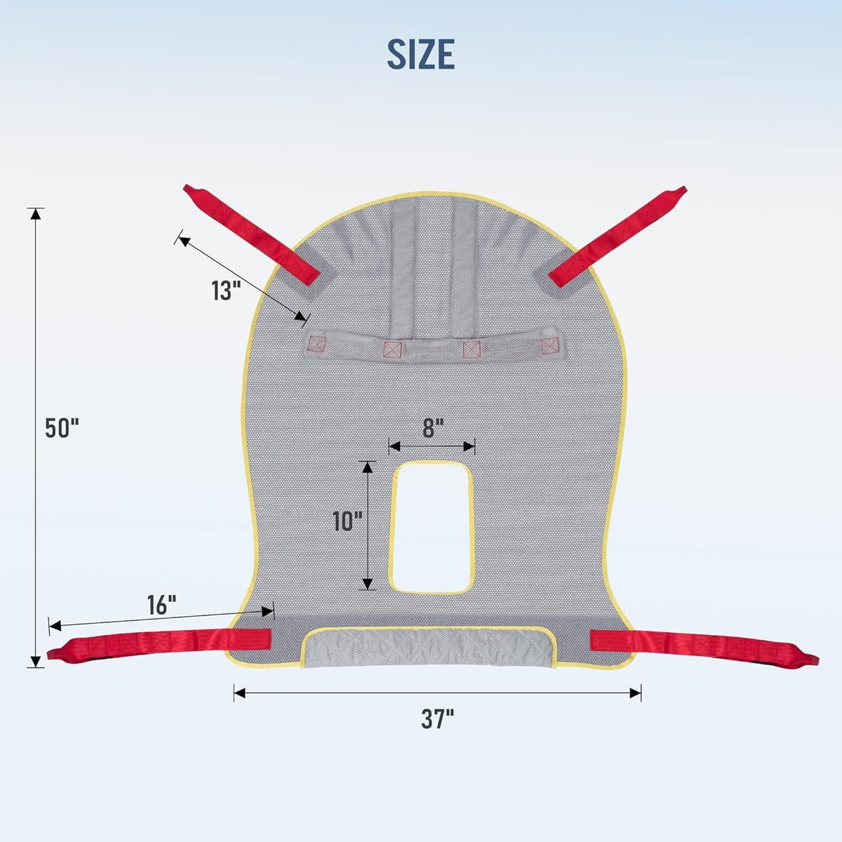 Naipo Patient Lift Sling with Commode Opening, 50"L x 37" Full Body Mesh Secure Bath & Toilet Support Sling for Elderly & Disabled Bed Positioning, 510lbs Weight Capacity - NAIPO