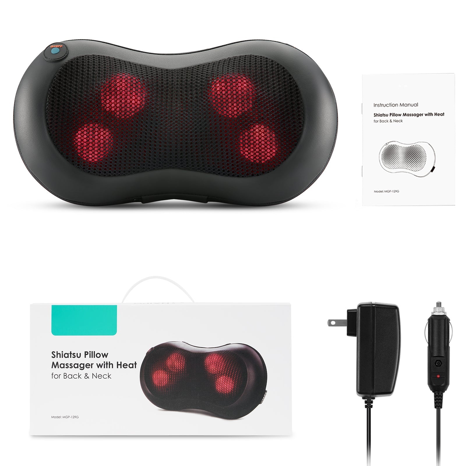 Naipo Pillow Massager MGP - 129G with Heat for Back and Neck - NAIPO