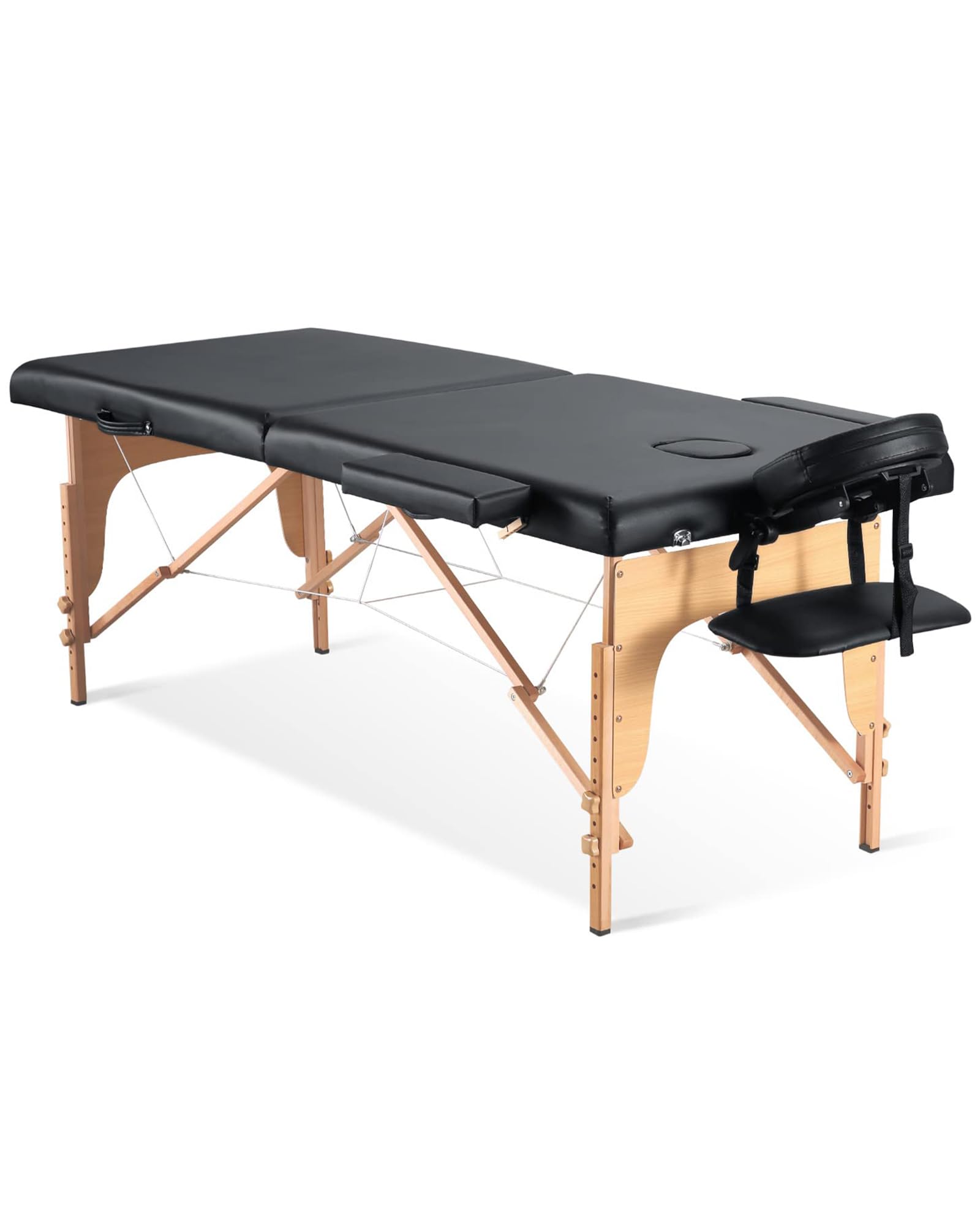 Naipo Portable Massage Table Massage Bed Lash Bed Spa Bed Tatto Table Adjustable Height 9 Levels Maximum Weight 496LB 2 Wood - NAIPO