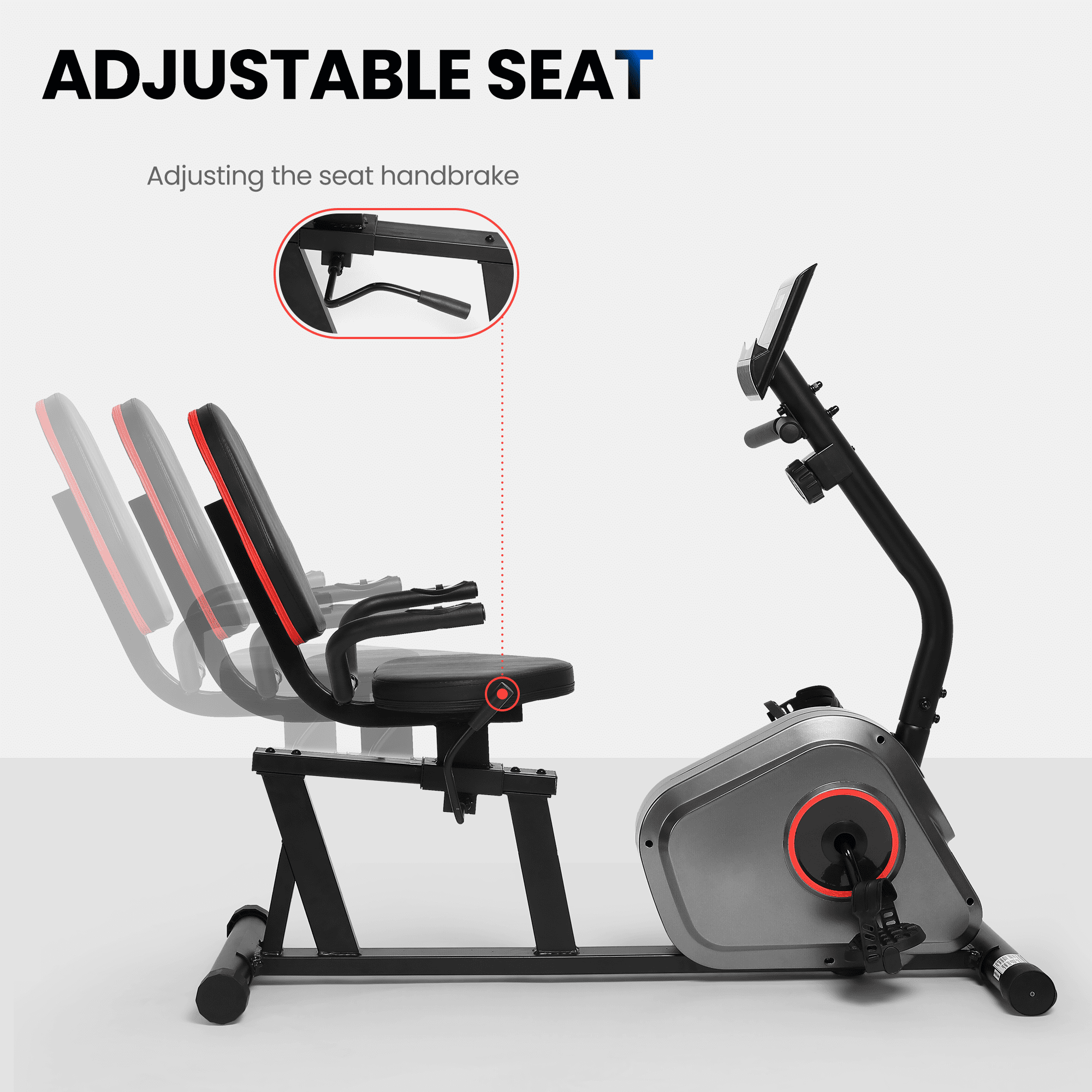 Naipo Recumbent Exercise Bike Stationary Exercise Bike Indoor Cycling Bike for Senior with 8 Levels Adjustable Resistance with LCD Monitor for Home - NAIPO