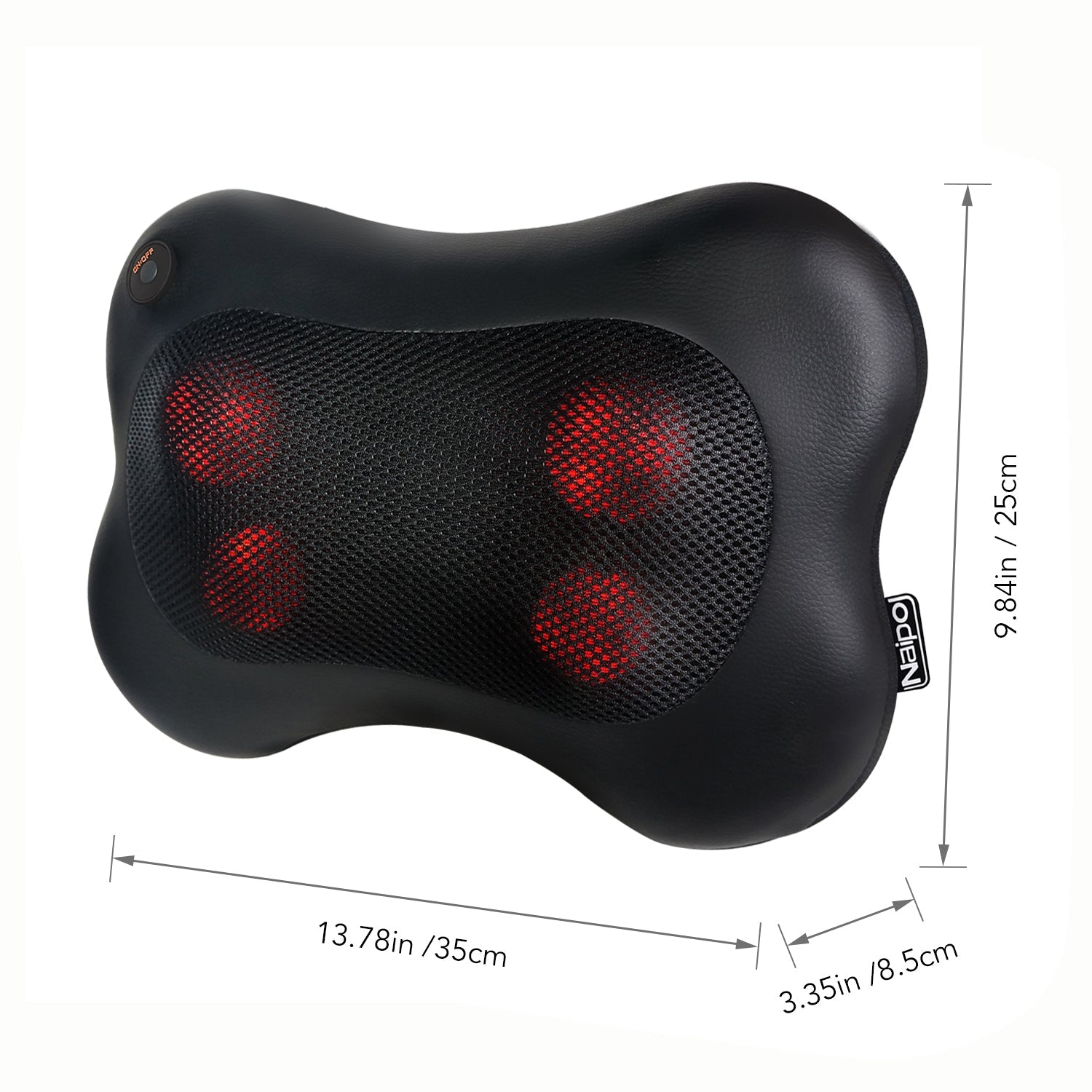 Naipo Shiatsu Pillow Massager MGP - 129M with Heat for Back and Neck (Leather Cover) - NAIPO