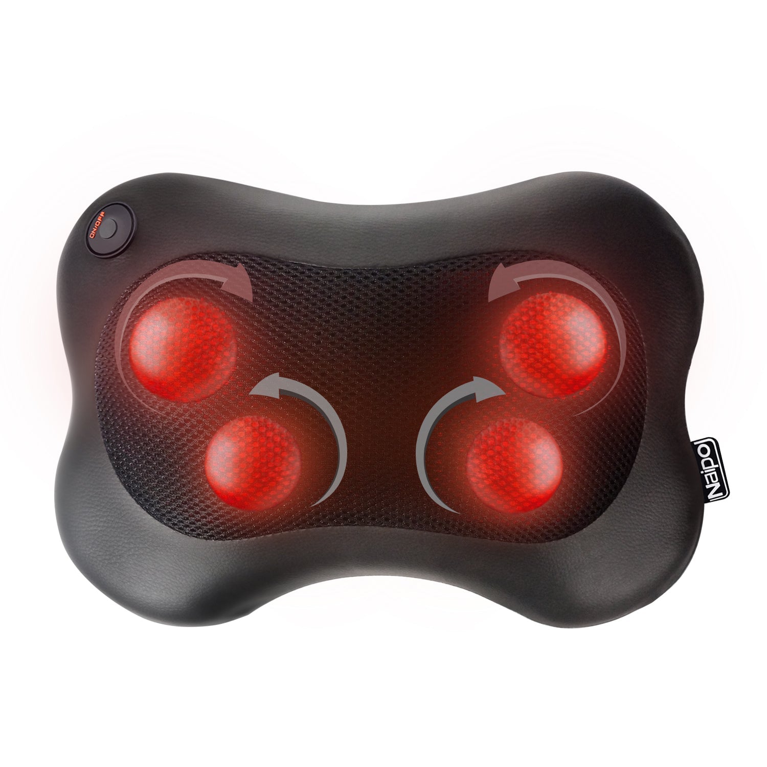 Naipo Shiatsu Pillow Massager MGP - 129M with Heat for Back and Neck (Leather Cover) - NAIPO