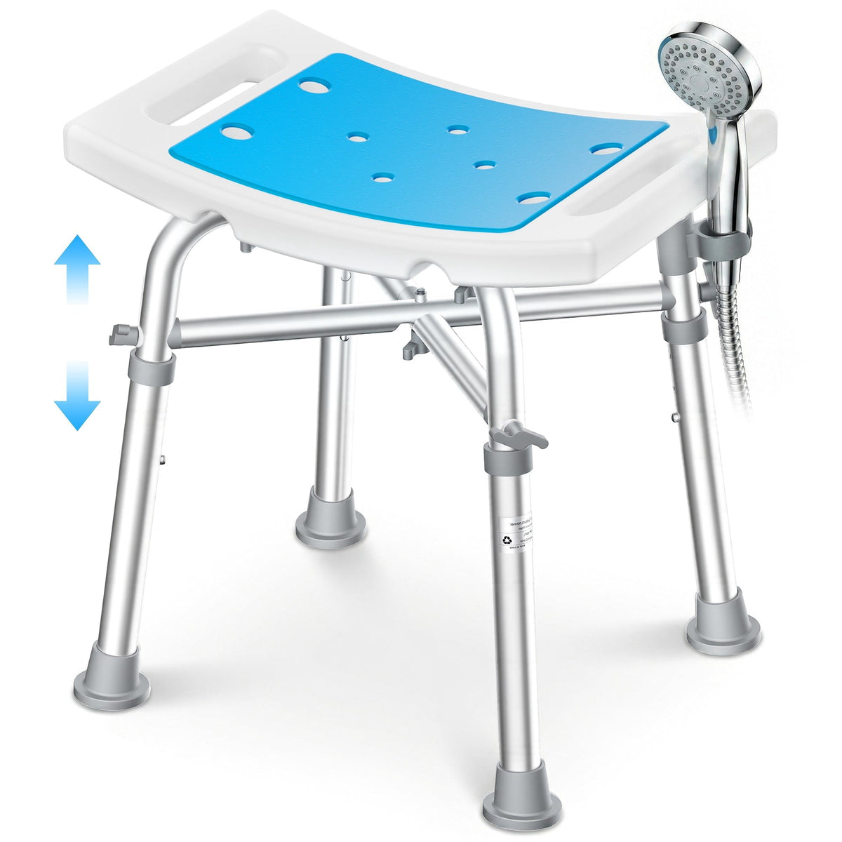 Naipo Shower Chair Heavy Duty Tub for Inside Shower Adjustable Height Bathing Stool Seats for Adults, 500lbs Capacity - NAIPO