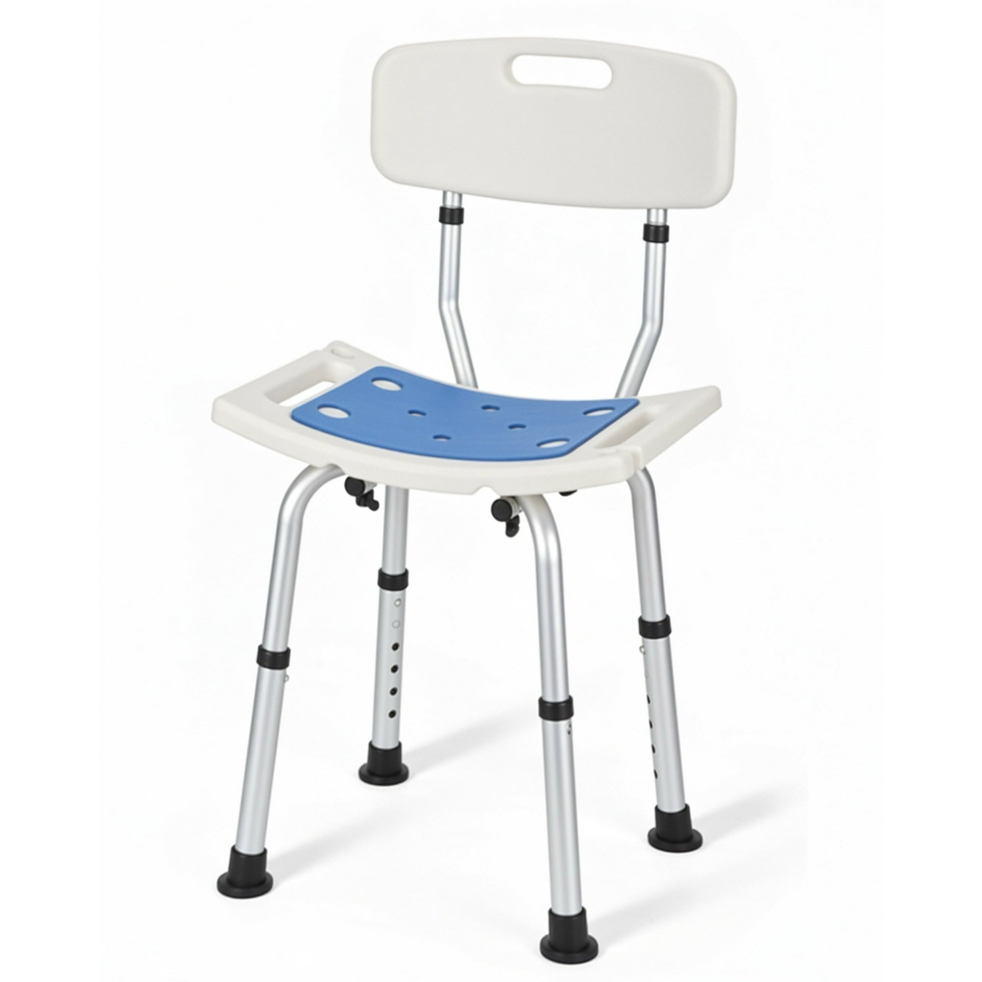 Naipo Shower Chair with Back and EVA Padded, Height Adjustable Bathtub Bench Seat Transfer for Disabled, Seniors & Elderly, Tool - Free Assembly - NAIPO