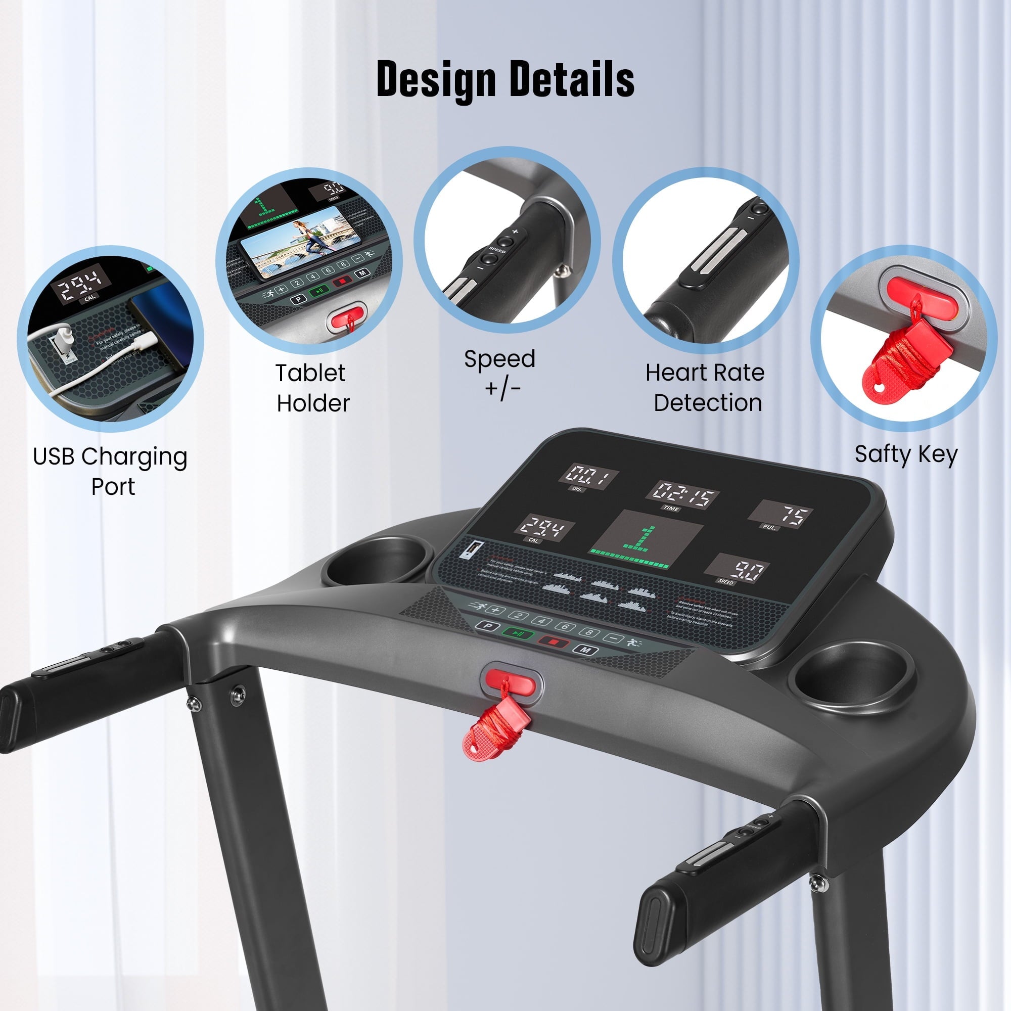 Naipo Treadmill Manual Incline 3Level with Smart APP Foldable 9 mph Running Machine 286LBS Electric Treadmill for Home Gym - NAIPO