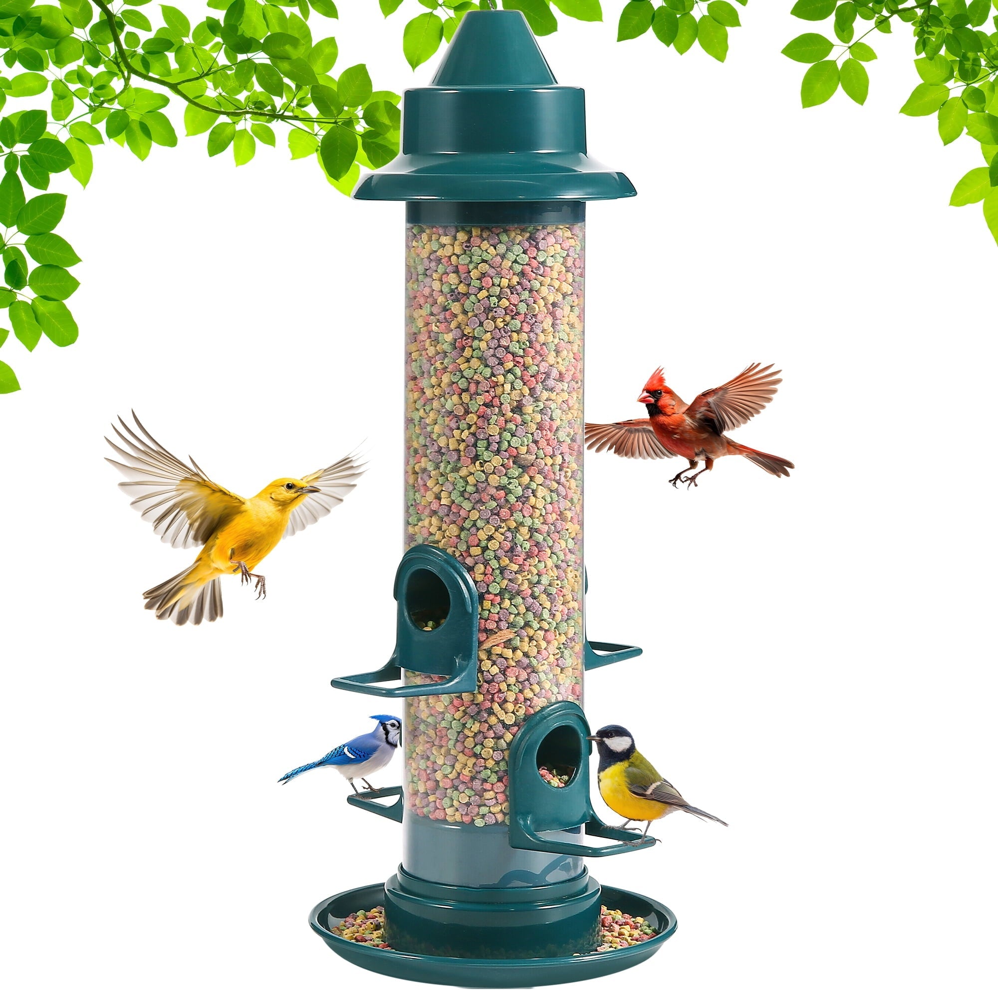 Naipo Tube Bird Feeders for Outdoors Hanging, Squirrel Proof Wild Bird Feeders with 4 Feeding Ports, Attract a Variety of Hummingbird, Garden Yard Decoration - NAIPO