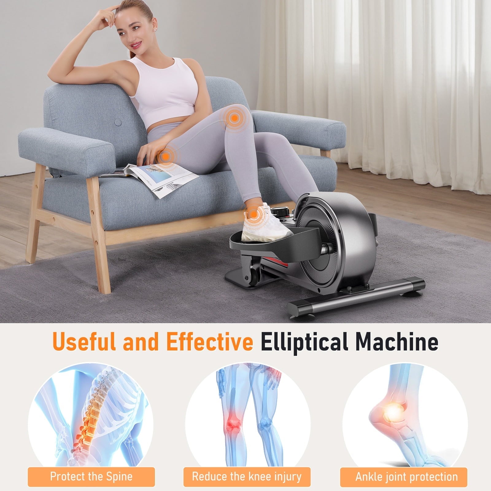 Naipo Under Desk Elliptical Portable Pedal Exerciser Equipment for Senior Leg Workout Home Office Fitness - NAIPO