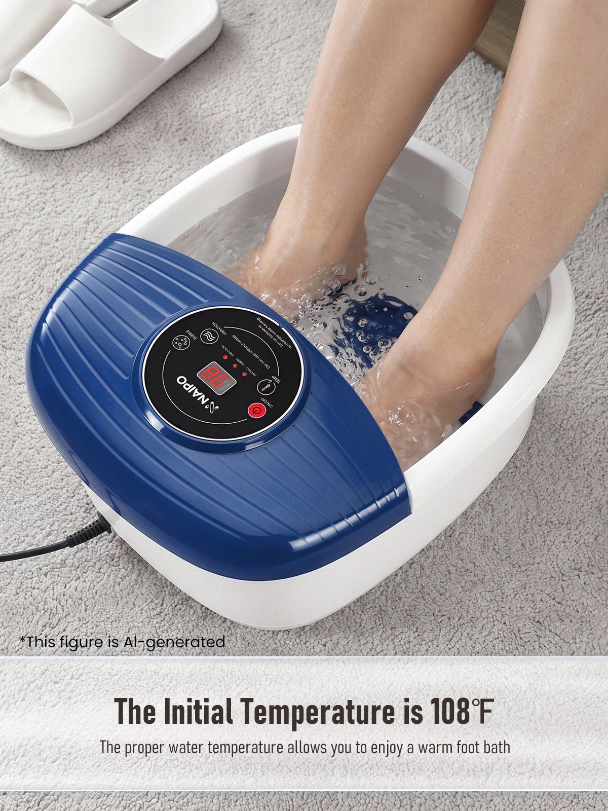 NAIPO XKAM-SPA18 Heated Bubble Foot Spa with Rollers - NAIPO