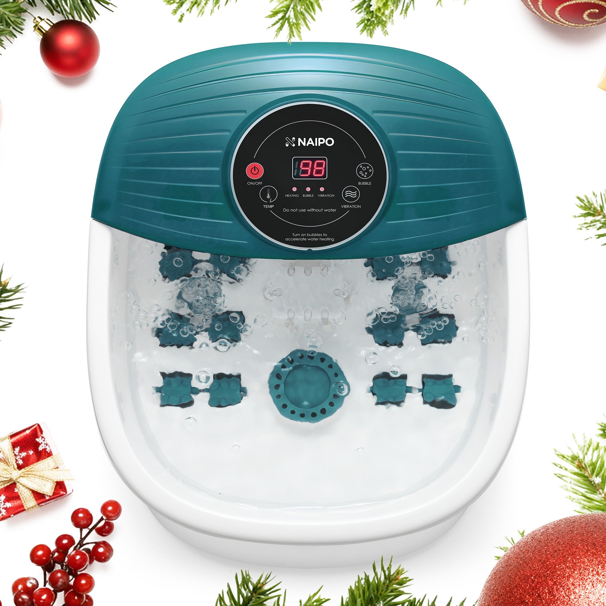 NAIPO XKAM - SPA18 Heated Bubble Foot Spa with Rollers - Christmas Gift for Him/Her - NAIPO