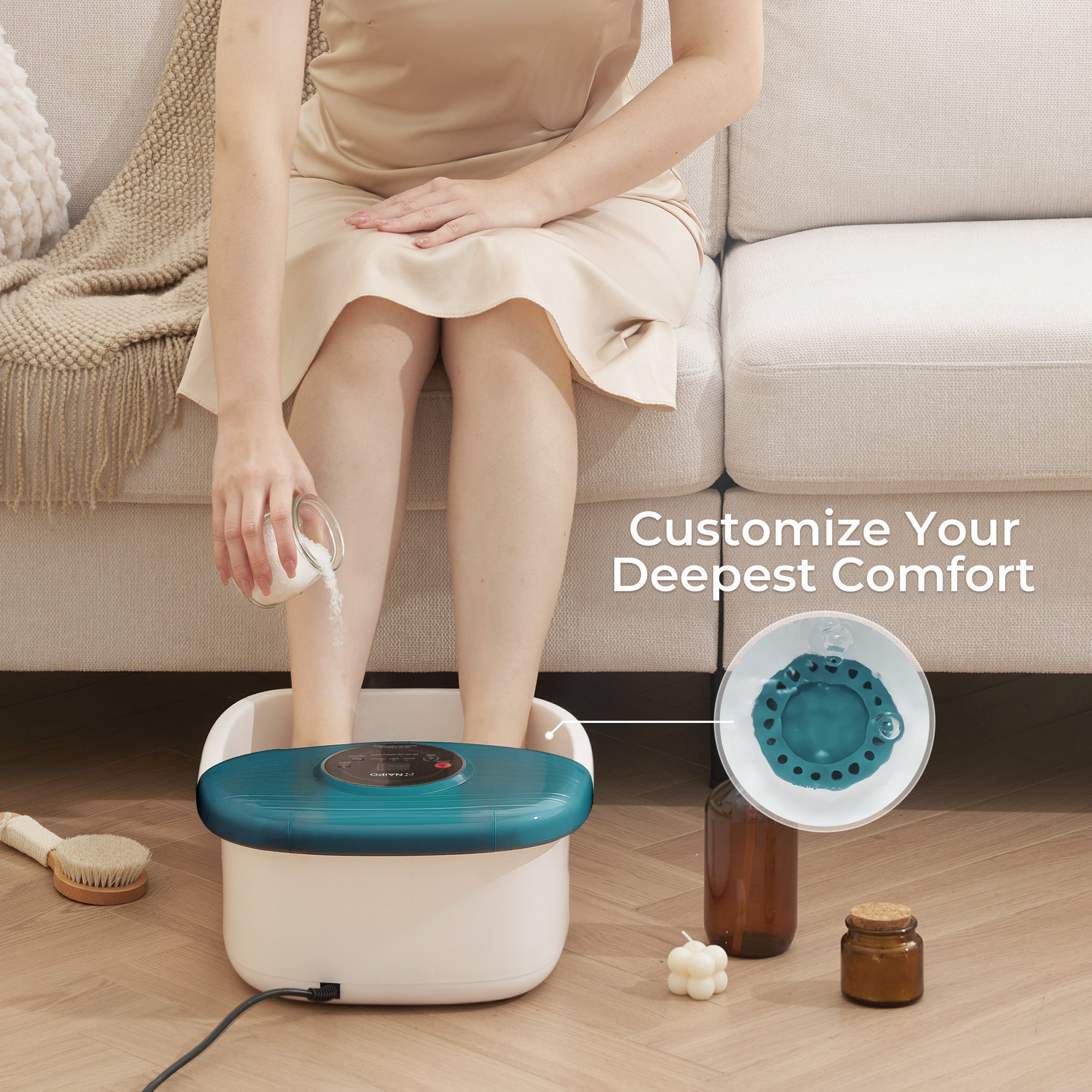 NAIPO XKAM - SPA18 Heated Bubble Foot Spa with Rollers - Christmas Gift for Him/Her - NAIPO