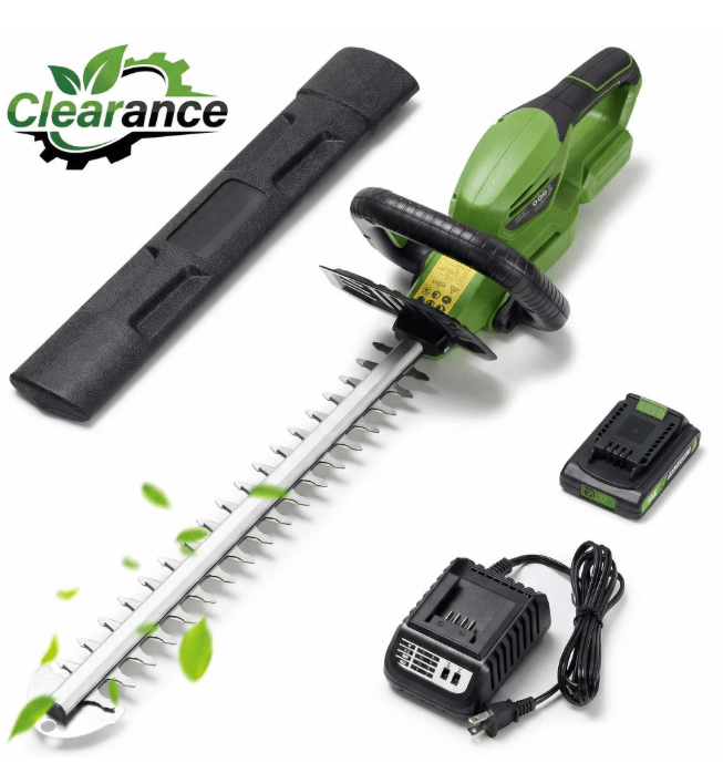 TACKLIFE 20V 19In Cordless Hedge Trimmer with 2.0Ah Battery & Charger, Electric Hedge Trimmer with SK5 Durable Dual - Action Blades, for Bush & Shrub Cutting, Trimming, Pruning, Portable,Green - NAIPO