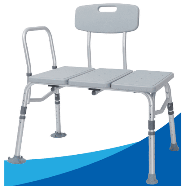 Transfer Bench For Bathtub, Height Adjustable Shower Bench with Backrest, Shower Seat Shower Chair Bath Chair for Elderly, Seniors - NAIPO