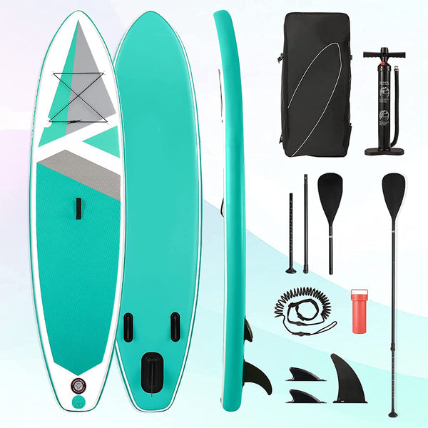 $120 with code 5H0K2Z -10.6' Stand Up Paddle Board Inflatable SUP 10.6' x 32''x 6'' with Premium Paddleboard & Bi Action Speed Pump & Portable Backpack for Youth Adult Have Fun in River, Oceans and Lakes - NAIPO