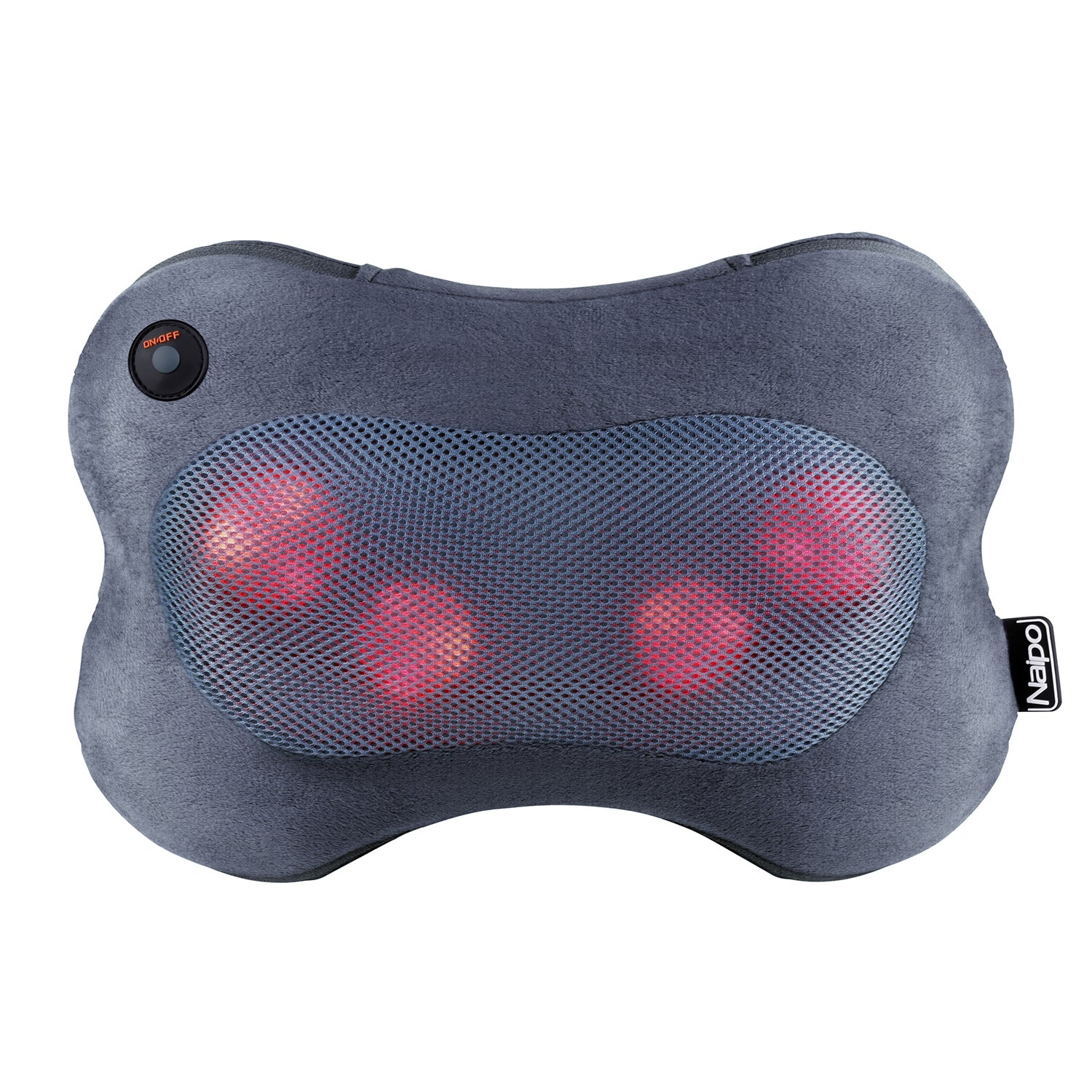 Naipo Back and Neck Shiatsu Massage Pillow with Ultra-soft Plush Fabric