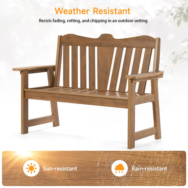 2 Person Garden Bench Outdoor Bench Made of Poly Lumber 2 Patio Benc NAIPO