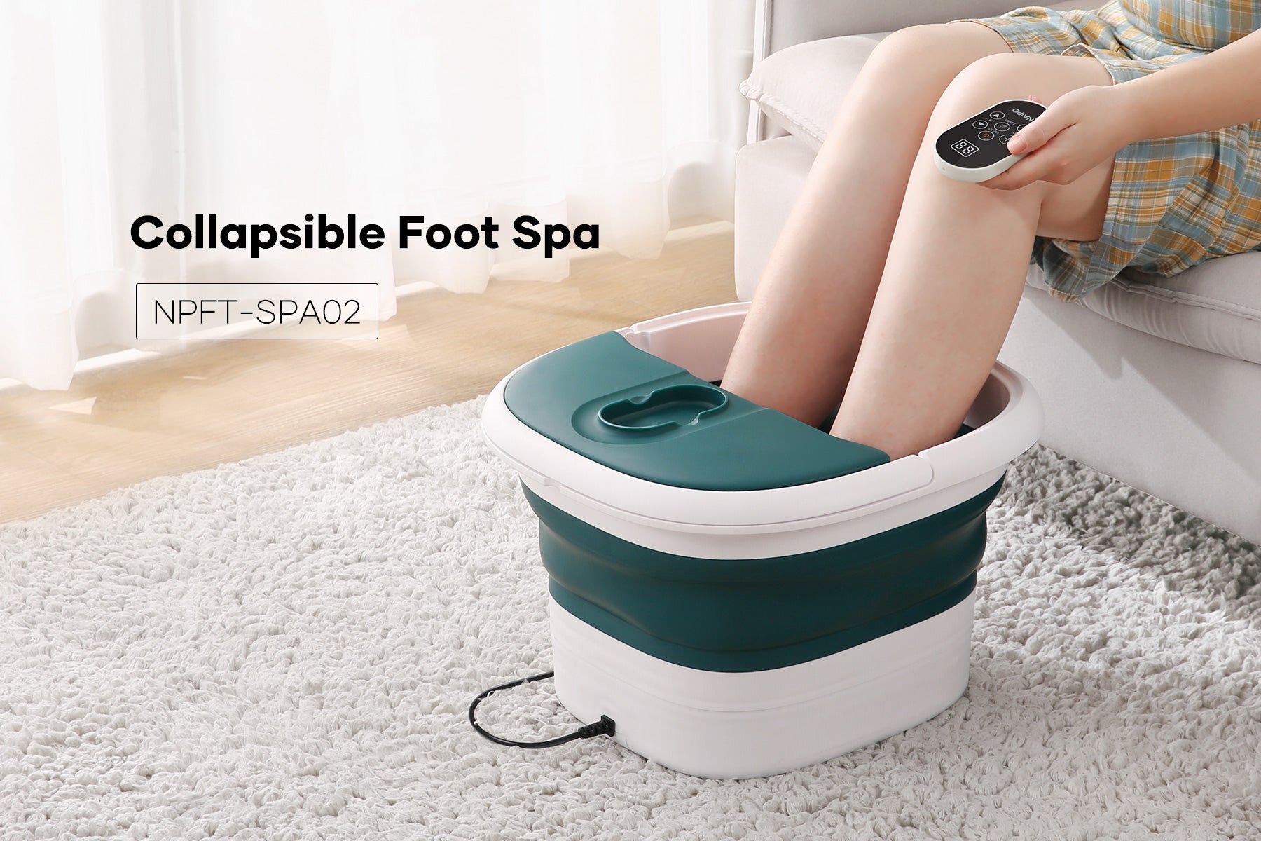 Collapsible Foot Spa with Massage Rollers, Heat, and Bubbles - NAIPO