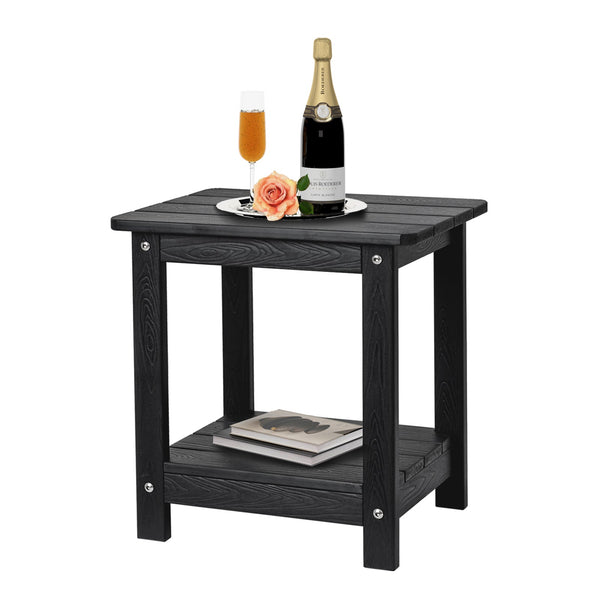 Double Adirondack Side Table Rectangular End Outdoor Side Table, Black - NAIPO