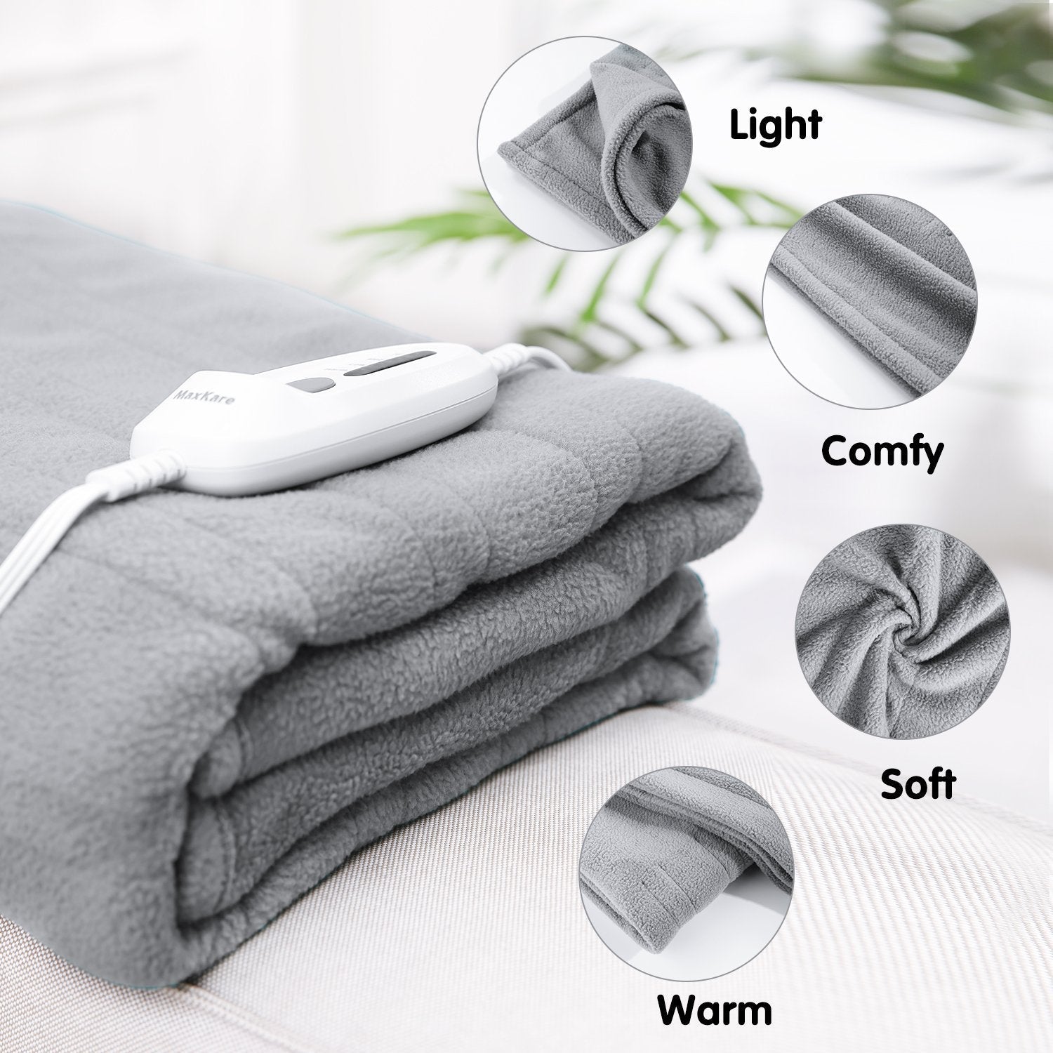 Electric Heated Blanket Twin Size 62'' x 84'' Polar Fleece Full Body Warming Premium Microfiber Sofa Blankets with Auto-Off 4 Temperature Settings Overheating Protection--Wholesale--US - NAIPO