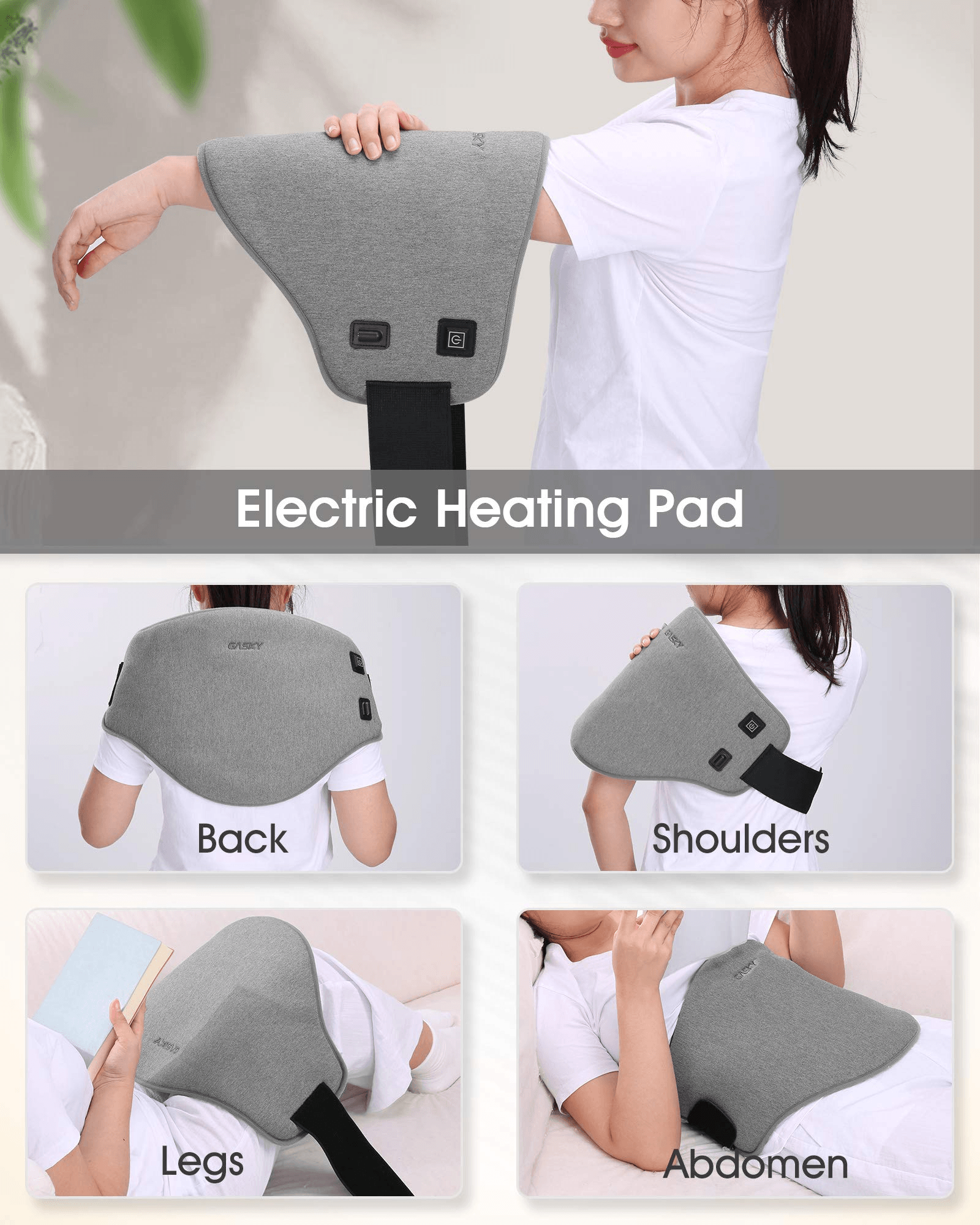 Electric Heating Pad for Lower Back & Shoulder & Abdomen, Large Waist Wrap Belt with Adjustable Flexible Straps, Portable Heating Pad Wraps 3 Heat Settings & 2 Hours Auto Off, Washable, 32 x 54 cm--Wholesale--US - NAIPO