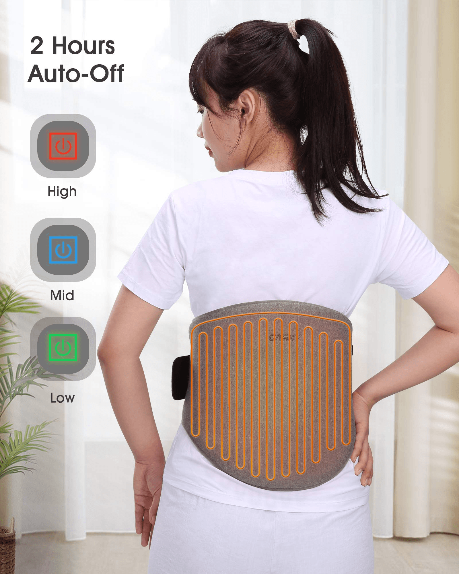Electric Heating Pad for Lower Back & Shoulder & Abdomen, Large Waist Wrap Belt with Adjustable Flexible Straps, Portable Heating Pad Wraps 3 Heat Settings & 2 Hours Auto Off, Washable, 32 x 54 cm--Wholesale--US - NAIPO