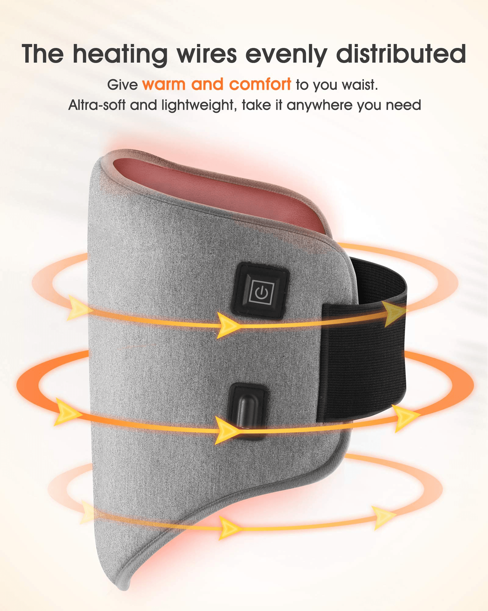 Electric Heating Pad for Lower Back & Shoulder & Abdomen, Large Waist Wrap Belt with Adjustable Flexible Straps, Portable Heating Pad Wraps 3 Heat Settings & 2 Hours Auto Off, Washable, 32 x 54 cm--Wholesale--US - NAIPO