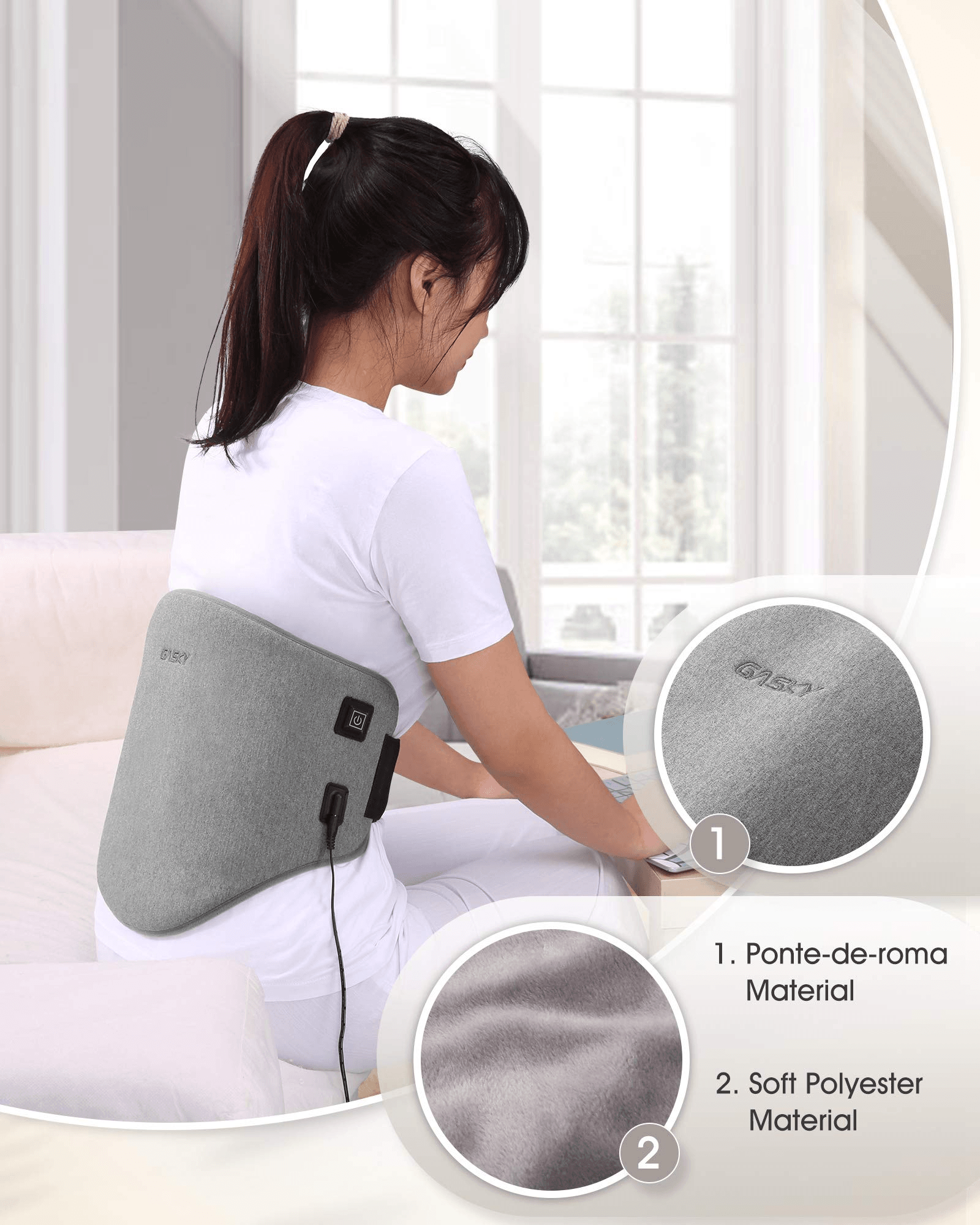 Electric Heating Pad for Lower Back & Shoulder & Abdomen, Large Waist Wrap Belt with Adjustable Flexible Straps, Portable Heating Pad Wraps 3 Heat Settings & 2 Hours Auto Off, Washable, 32 x 54 cm--Wholesale--US - NAIPO
