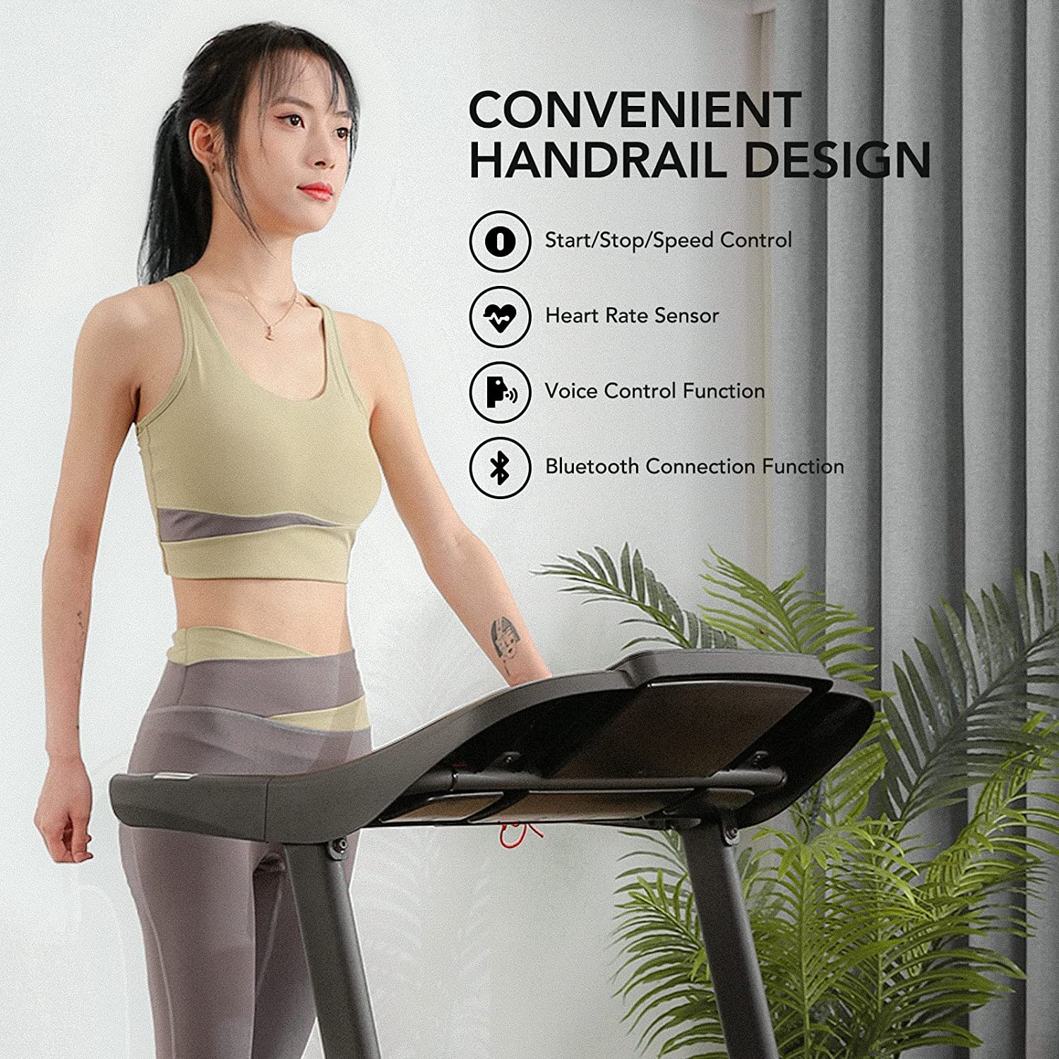 Folding Treadmill Electric Running Machine Motorized with 3-Level Manual Incline 7.5 MPH 12 Pre-Set Training Programs Large LCD Display 16in Width for Home Use - NAIPO