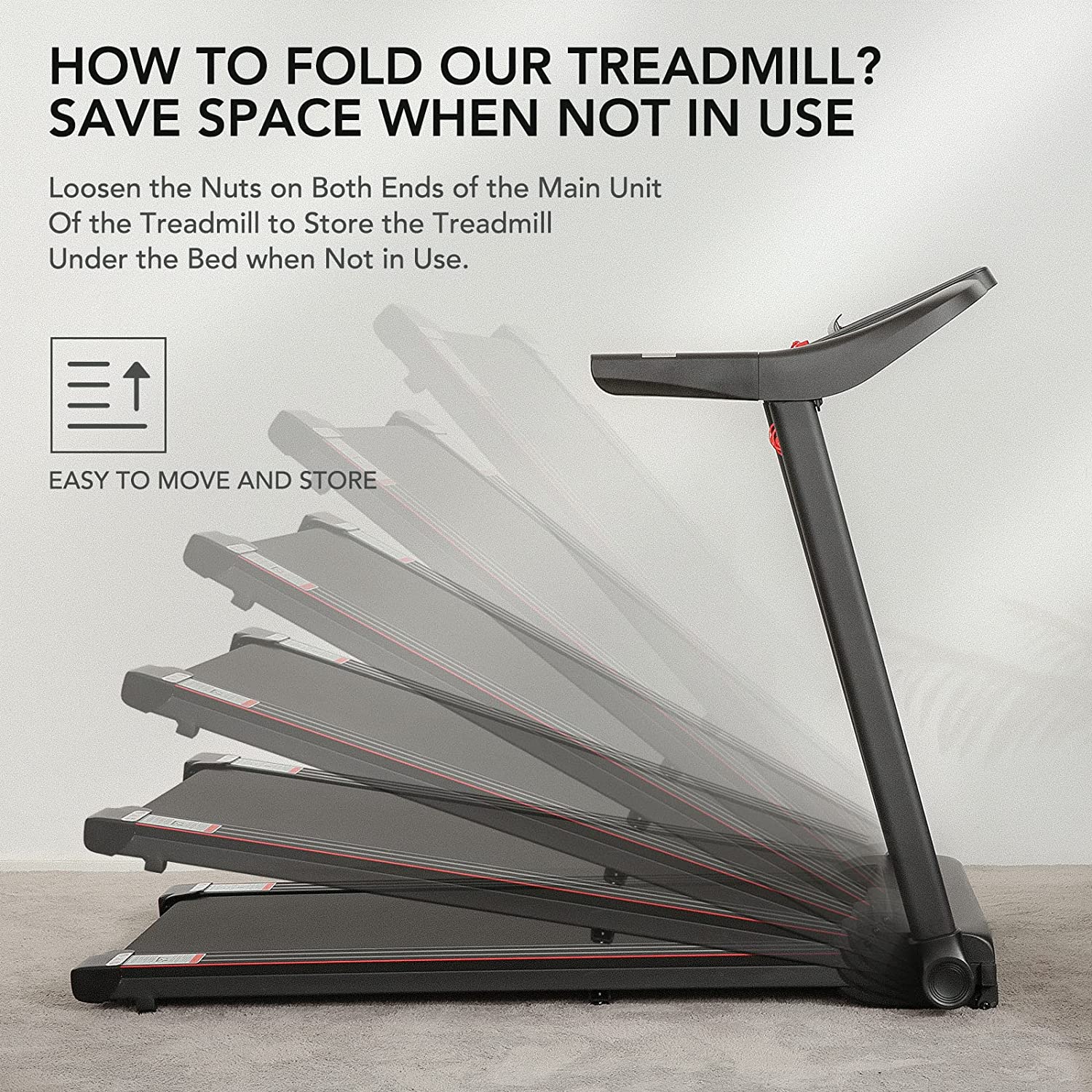 Folding Treadmill Electric Running Machine Motorized with 3-Level Manual Incline 7.5 MPH 12 Pre-Set Training Programs Large LCD Display 16in Width for Home Use - NAIPO
