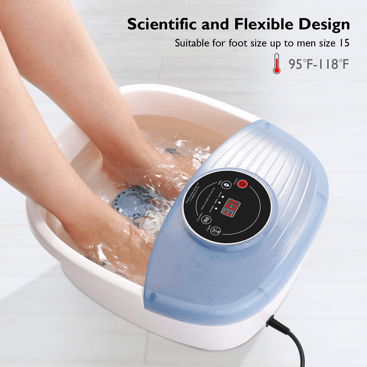 Foot Spa Bath Massager with Heat Bubbles Vibration 3 in 1 Function, 16 Masssage Rollers Soaker Digital Temperature Control Pedicure Tub Bath for Feet Home Use--Wholesale--US - NAIPO