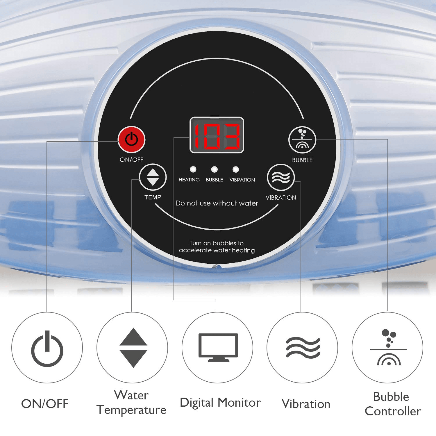 Foot Spa Bath Massager with Heat Bubbles Vibration 3 in 1 Function, 16 Masssage Rollers Soaker Digital Temperature Control Pedicure Tub Bath for Feet Home Use--Wholesale--US - NAIPO
