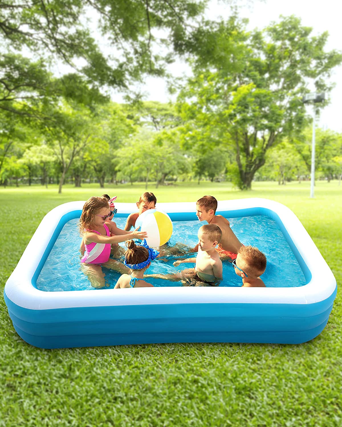 Gasky Inflatable Swimming Pool Fmaily Inflatable Pool Full-Sized Blow Up Pool Easy Set 95''*56''*22'' for Baby Kids Adults Outdoor Backyard Summer Water Party - NAIPO