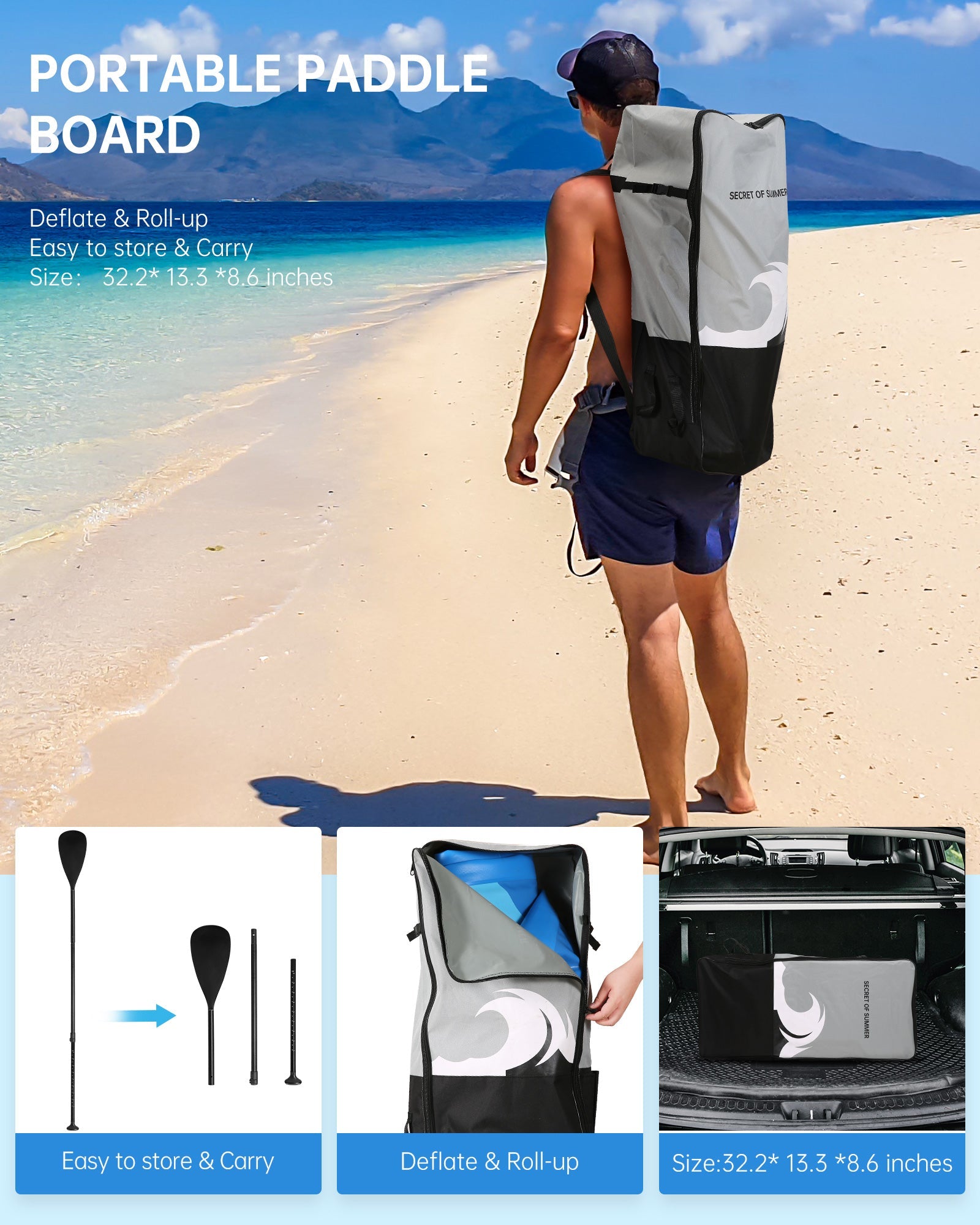 Inflatable Paddle Board Stand Up Paddle Board SUP 6 inches Thick Board With SUP Accessories & Carry Bag & Fast Pumping for Adults & Youth for Paddling Surfing Fishing Yoga - NAIPO