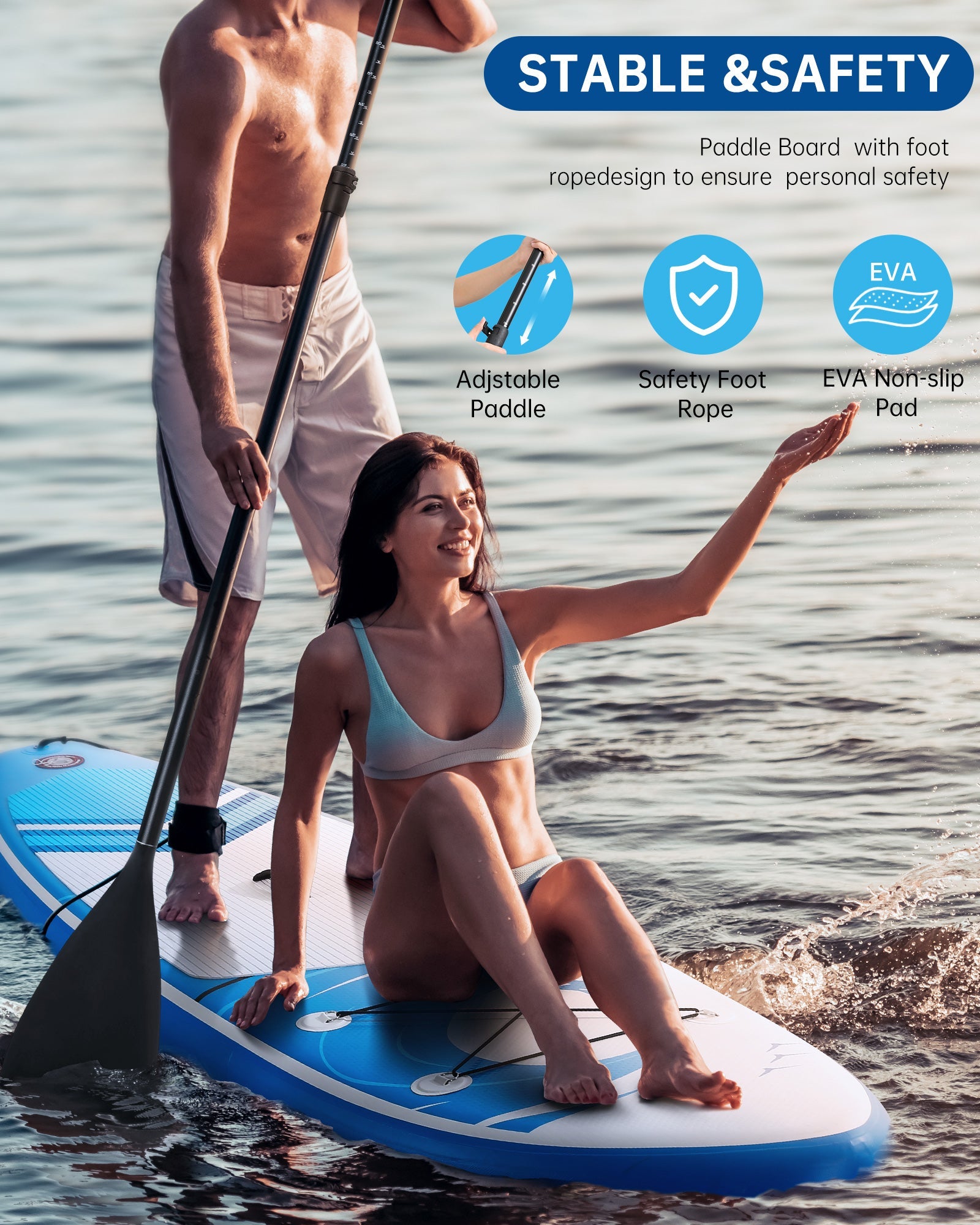 Inflatable Paddle Board Stand Up Paddle Board SUP 6 inches Thick Board With SUP Accessories & Carry Bag & Fast Pumping for Adults & Youth for Paddling Surfing Fishing Yoga - NAIPO