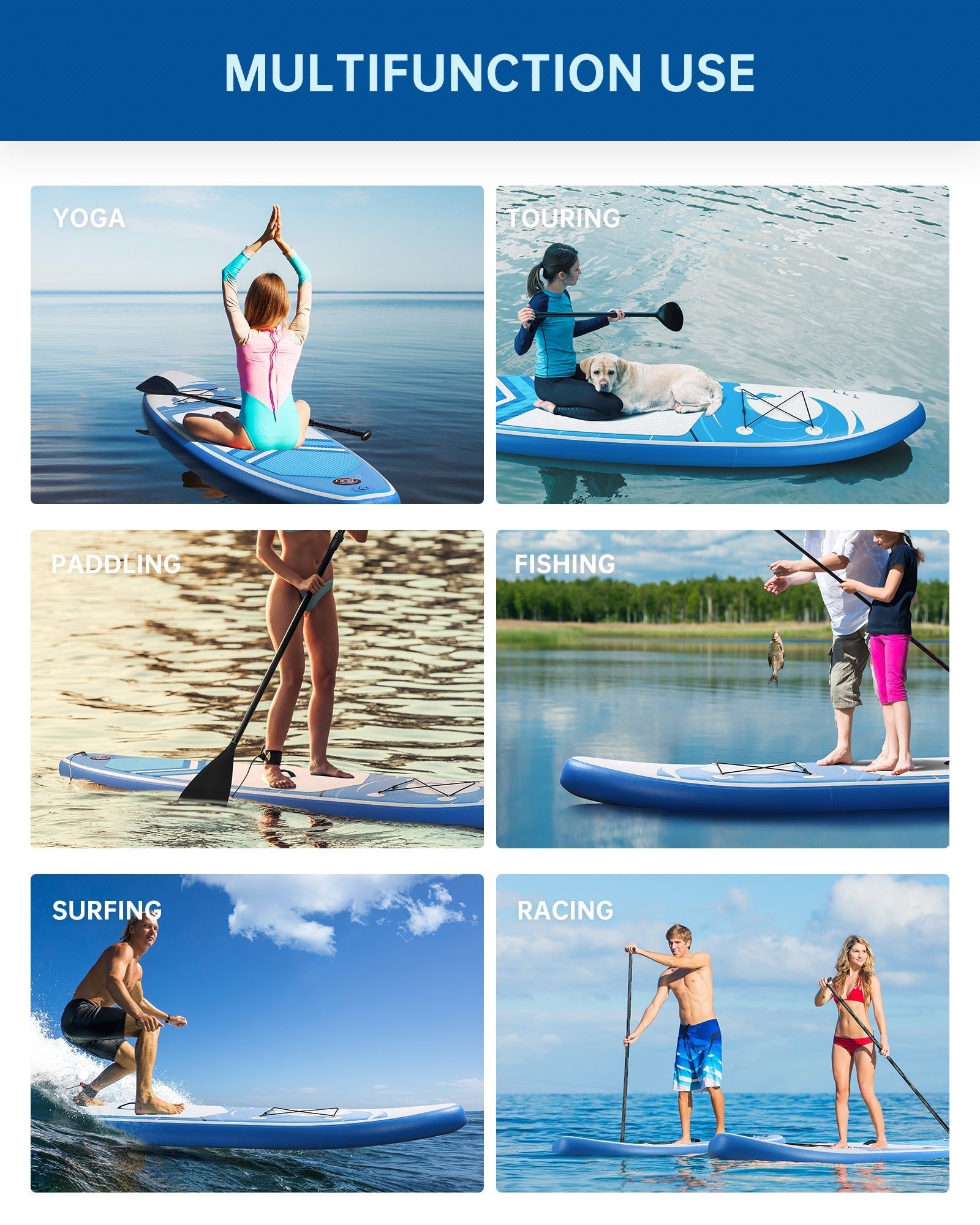Inflatable Paddle Board Stand Up Paddle Board SUP 6 inches Thick Board With SUP Accessories & Carry Bag & Fast Pumping for Adults & Youth for Paddling Surfing Fishing Yoga - NAIPO