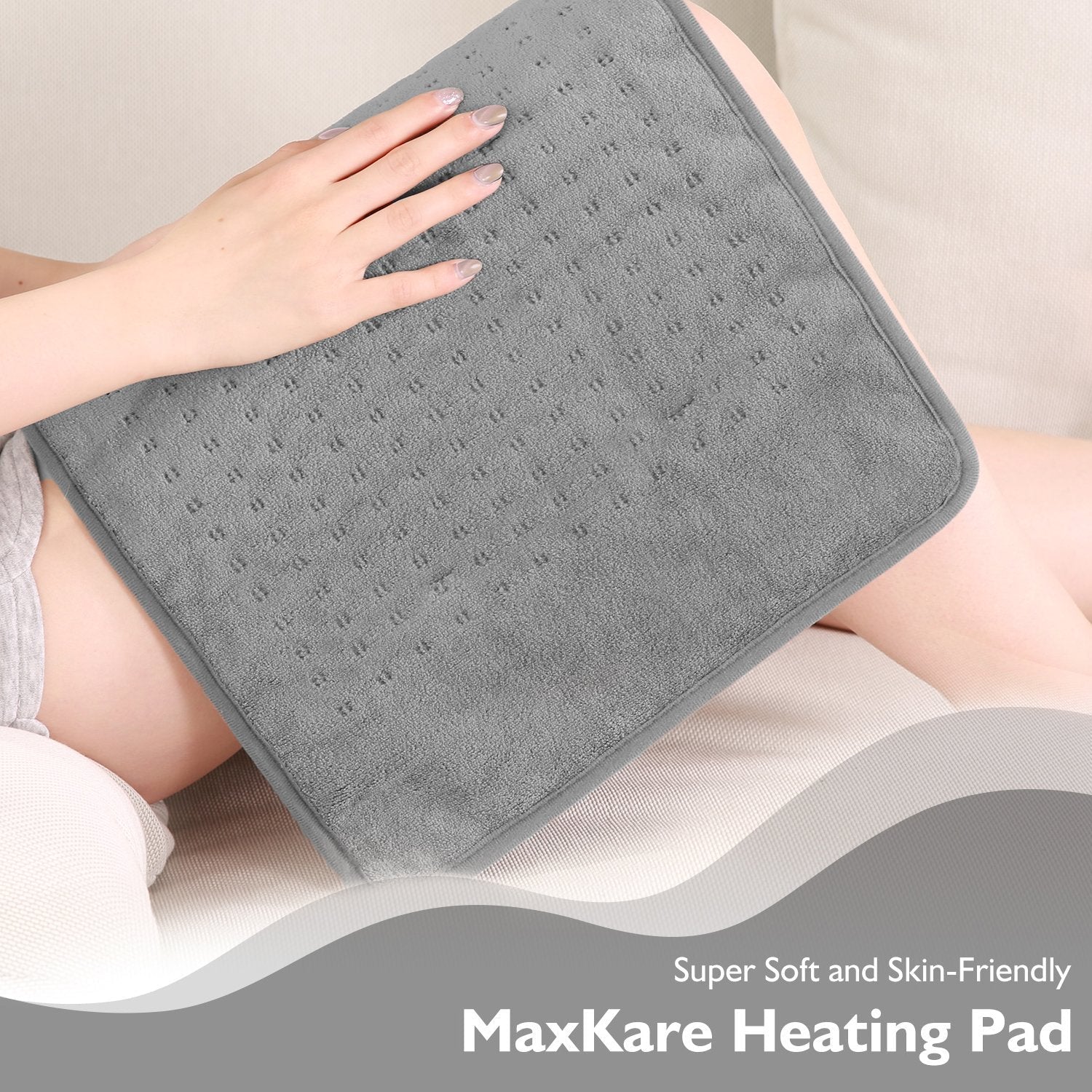 Large 12" x 24" Size Heating Pad with 3 Heat Settings and 2 Hour Auto shut off, Iron Grey--Wholesale--US - NAIPO