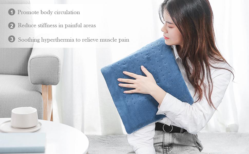 Large 12" x 24" Size Heating Pad with 3 Heat Settings and 2 Hour Auto shut off, Sky Blue--Wholesale--US - NAIPO
